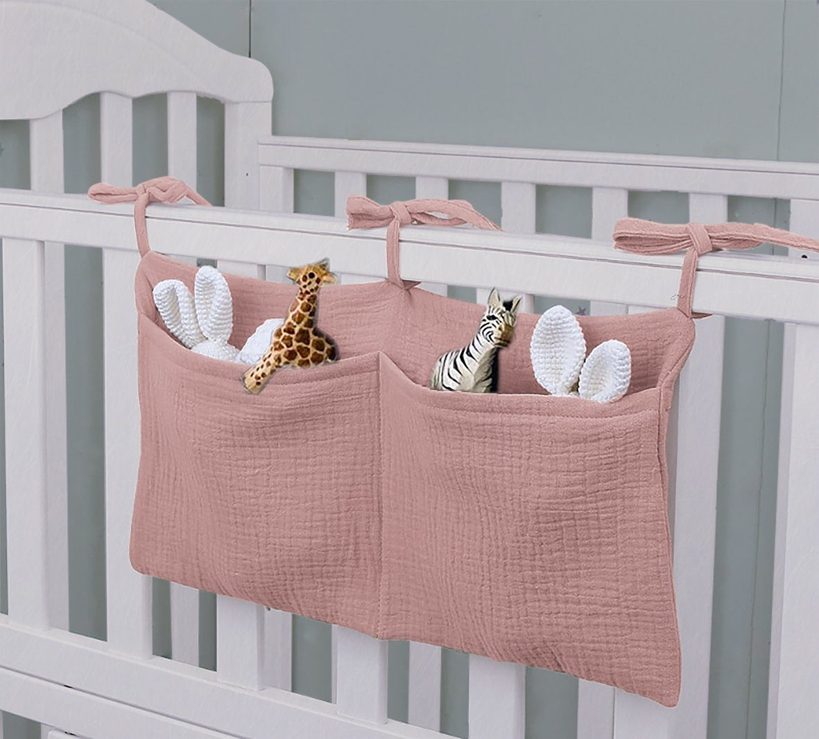 Artee Bettnestchen Babybett Organizer Taschen Aufbewahrung aus Musselin günstig online kaufen