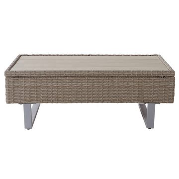 HAUSS SPLOE Gartenlounge-Set Lounge mit Ecksofa, Tisch & Auflagen, abnehmbarer Stoffbezug,Khaki, (3-tlg)