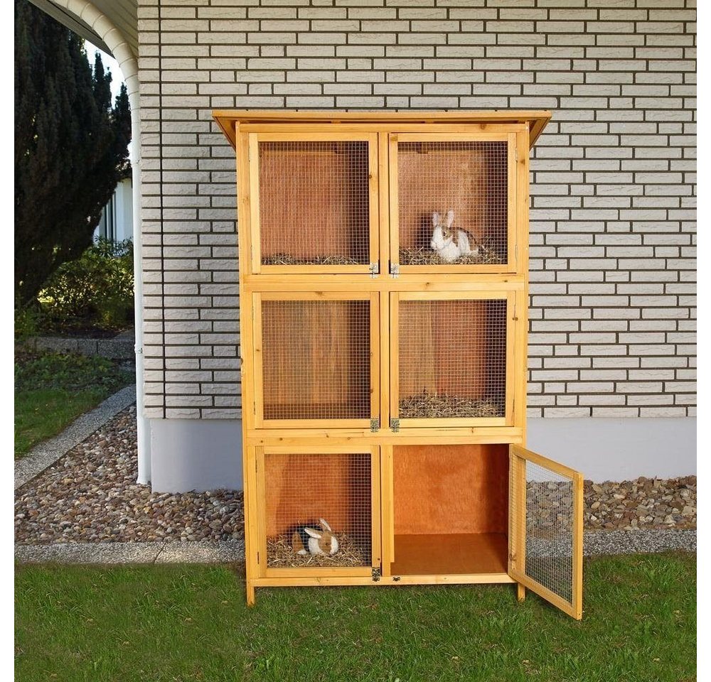 Thumbnail - Melko Kleintierstall Kaninchenstall Hasenstall Freigehege mit 6 Boxen Holz, Geeignet für Meerschweinchen, Chinchillas, K...