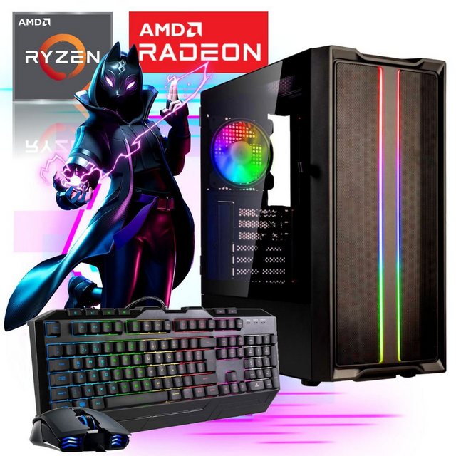 Meinpc Beginner 5600G Gaming-PC (AMD Ryzen 5 5600G, Radeon, 16 GB RAM, 500 GB SSD, Windows 11 Pro, Gamer, Gaming)