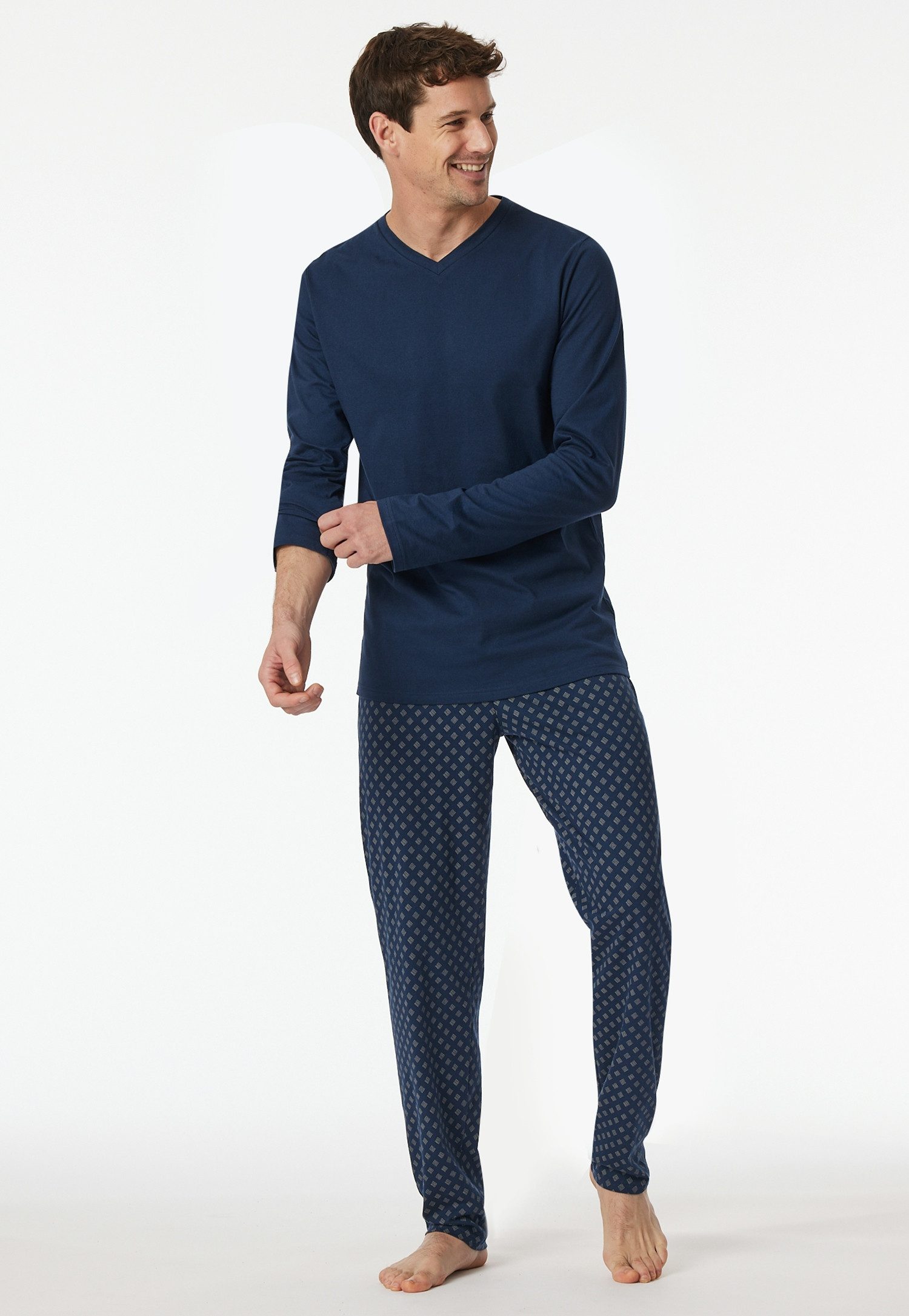 Schiesser Schlafanzug Casual Essentials (2 tlg) mit V-Ausschnitt