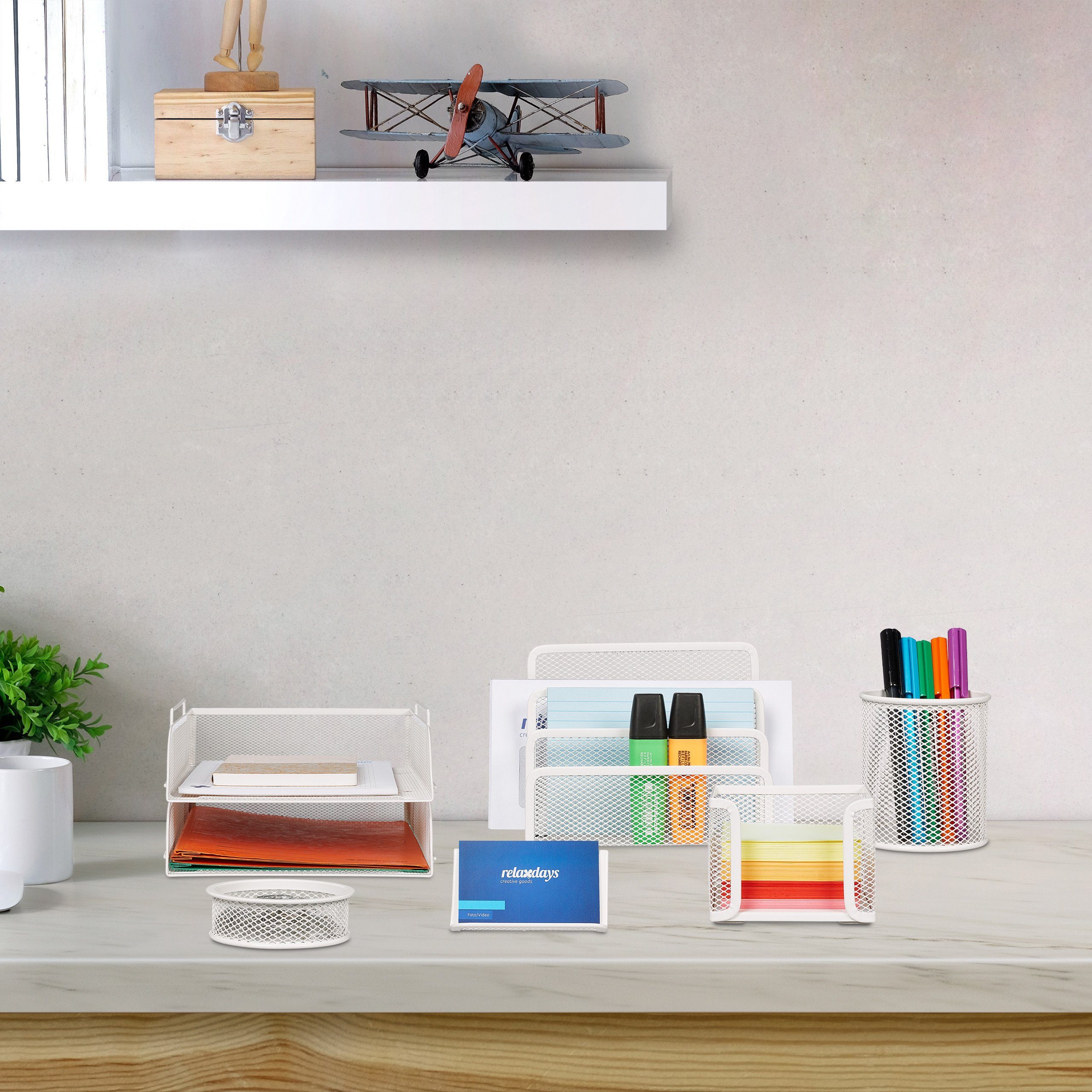 relaxdays Schreibtischaufsatz Schreibtisch Organizer Set 7-teilig günstig online kaufen