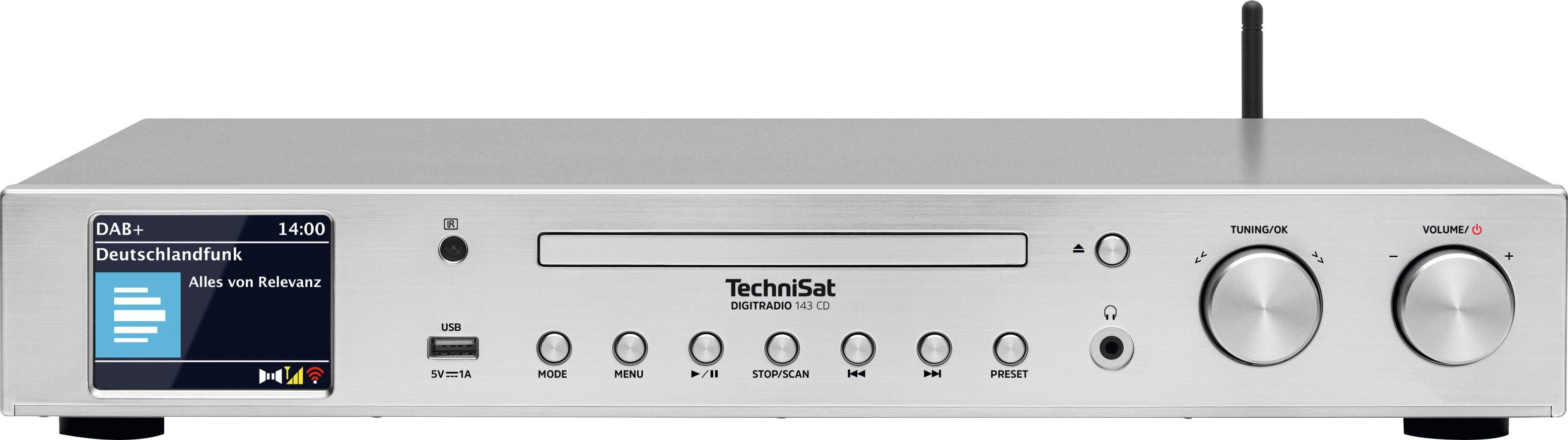 TechniSat UKW silber Digitalradio (DAB) DIGITRADIO (Digitalradio CD 143 (V3) mit (DAB), Internetradio, RDS)