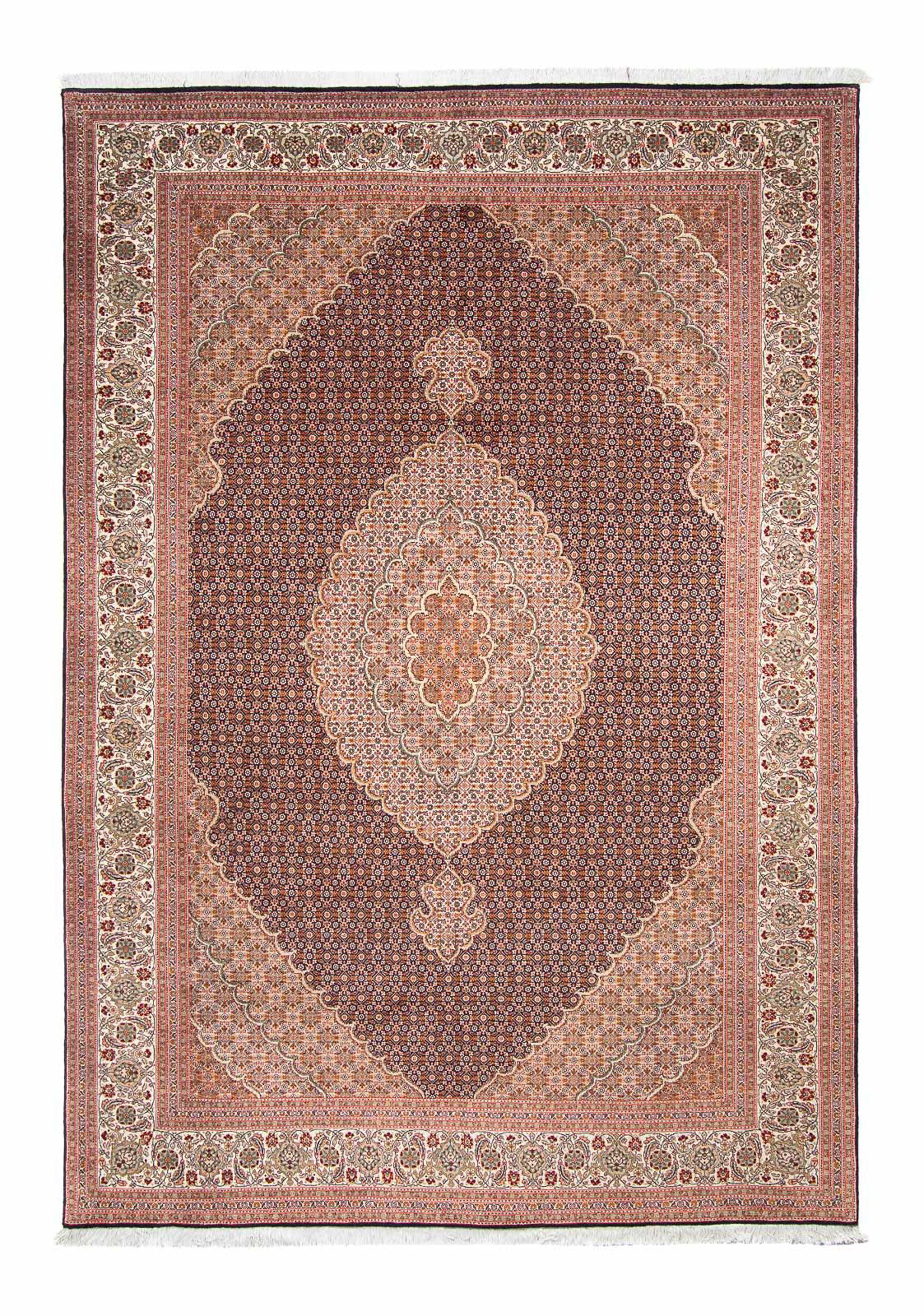 Orientteppich Perser - Täbriz - Höhe: Zertifikat cm x Handgeknüpft, morgenland, - 288 Wohnzimmer, 200 mit 10 hellbraun, mm, rechteckig, Einzelstück