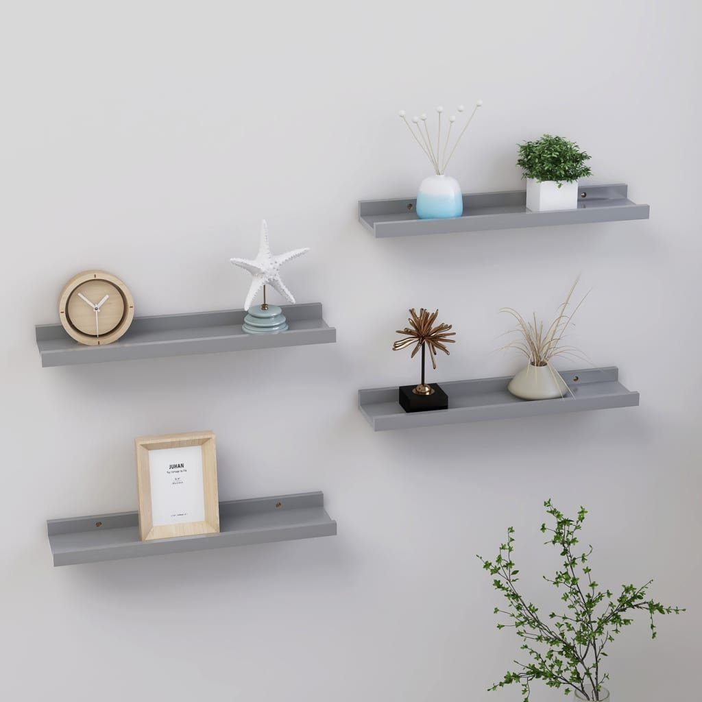 furnicato Wandregal Wandregale 4 Stk. Grau günstig online kaufen
