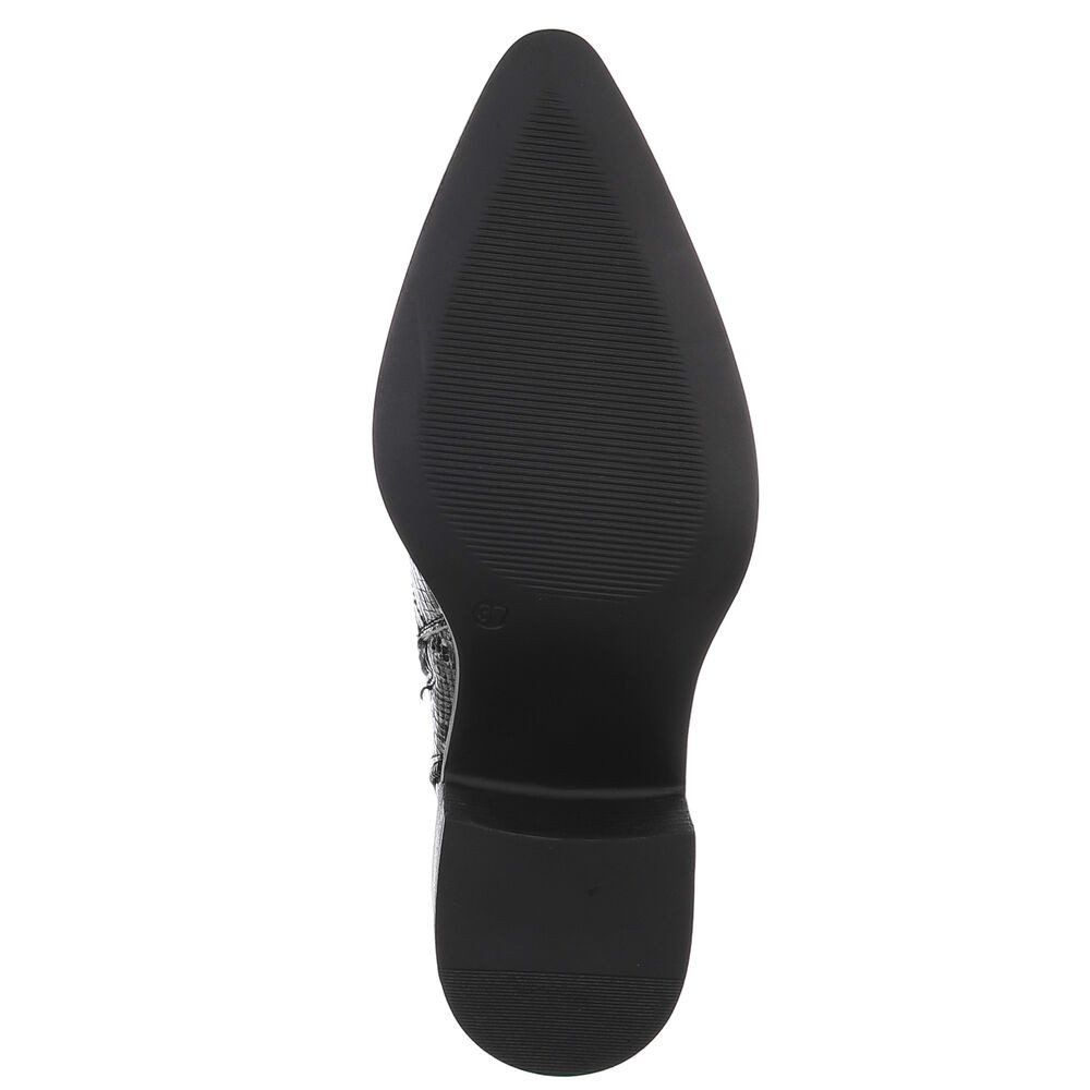 Ital-Design Eleganter Ankle-Stiefel aus strukturiertem Material für Damen Westernstiefelette (90542958) Blockabsatz Stiefeletten in Schwarz