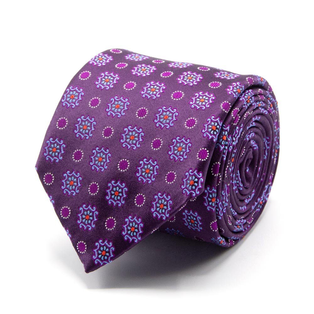 Krawatte Seiden-Jacquard Krawatte Breit Muster (8cm) geometrischem Ultra BGENTS mit Violet