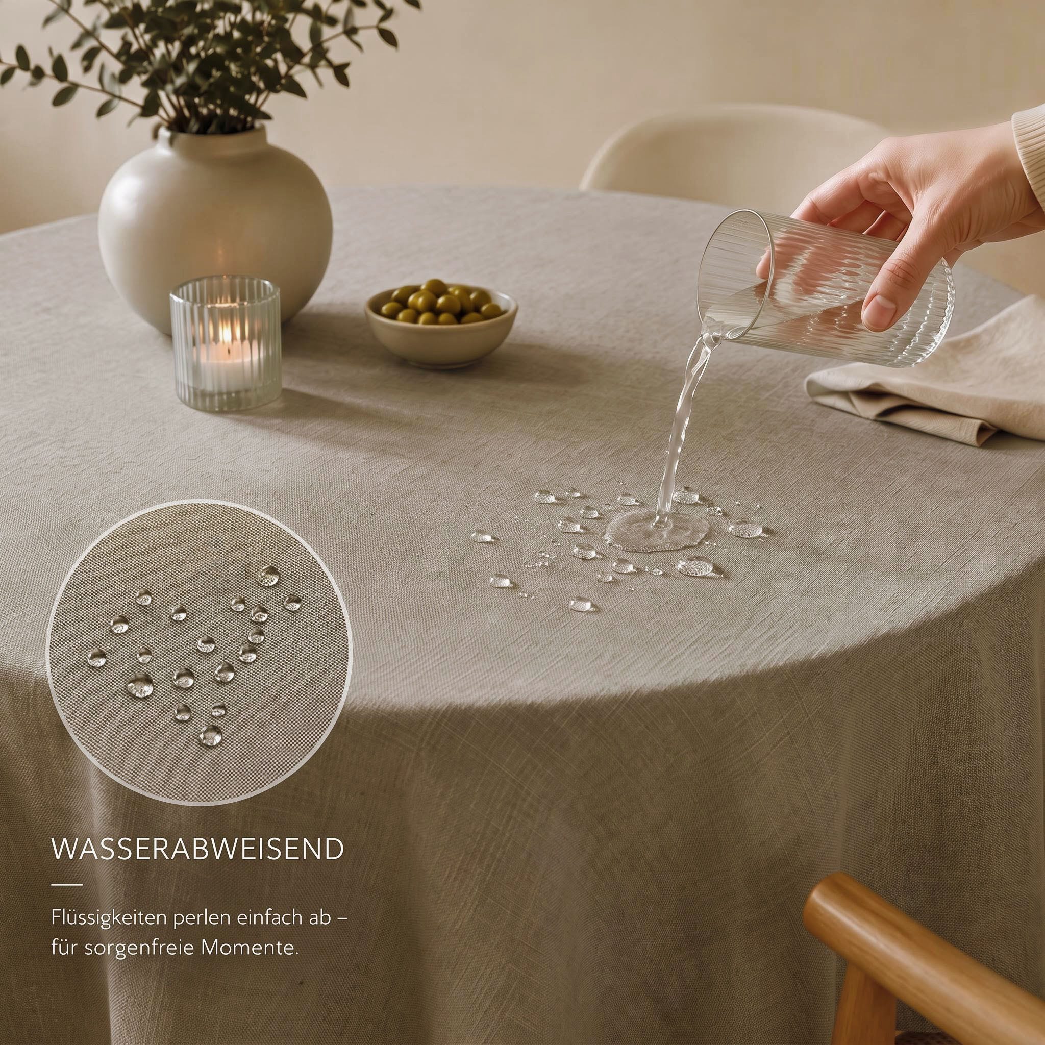 OTTO home Tischdecke Josée, wasserabweisend, in eckig & rund (Packung 1-tlg), strukturiert, Leinenoptik, uni,wasserabweisend, pflegeleicht, Deko