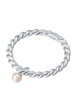 Elli Perlenring Bandring Stapelring Kordel Twist Perle 925 Silber