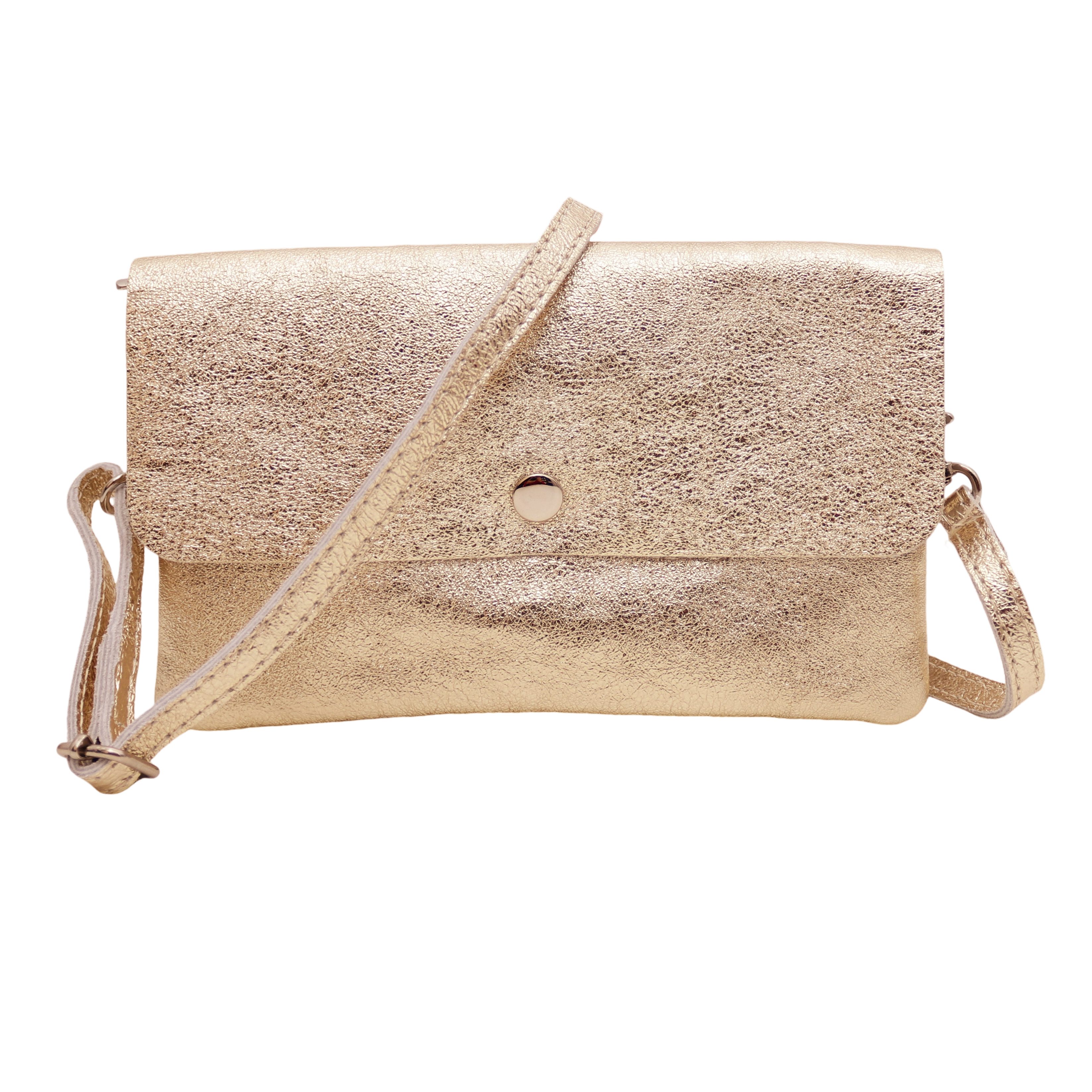 MIRROSI Clutch Damen, Crossbody Bag, Echtleder made in Italy ca.20x12x2cm (Leopard Leo Muster und Unifarbe), Umhängetasche, Schultertasche für jeden Anlass