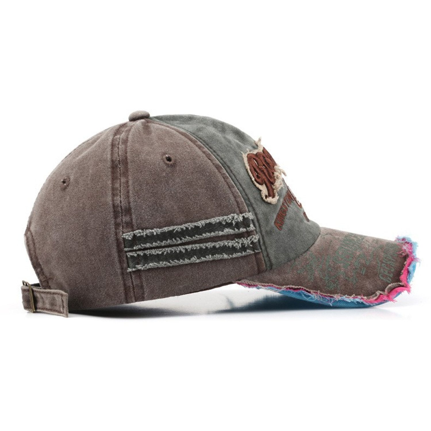 KARMA Schirmmütze Basecap Herren Vintage Baumwolle Baseball Cap (1-St., mit Stickerei Used-Look und gebogenem Schirm Schirmmütze) in Blau Grau Marineblau oder Khaki verstellbar