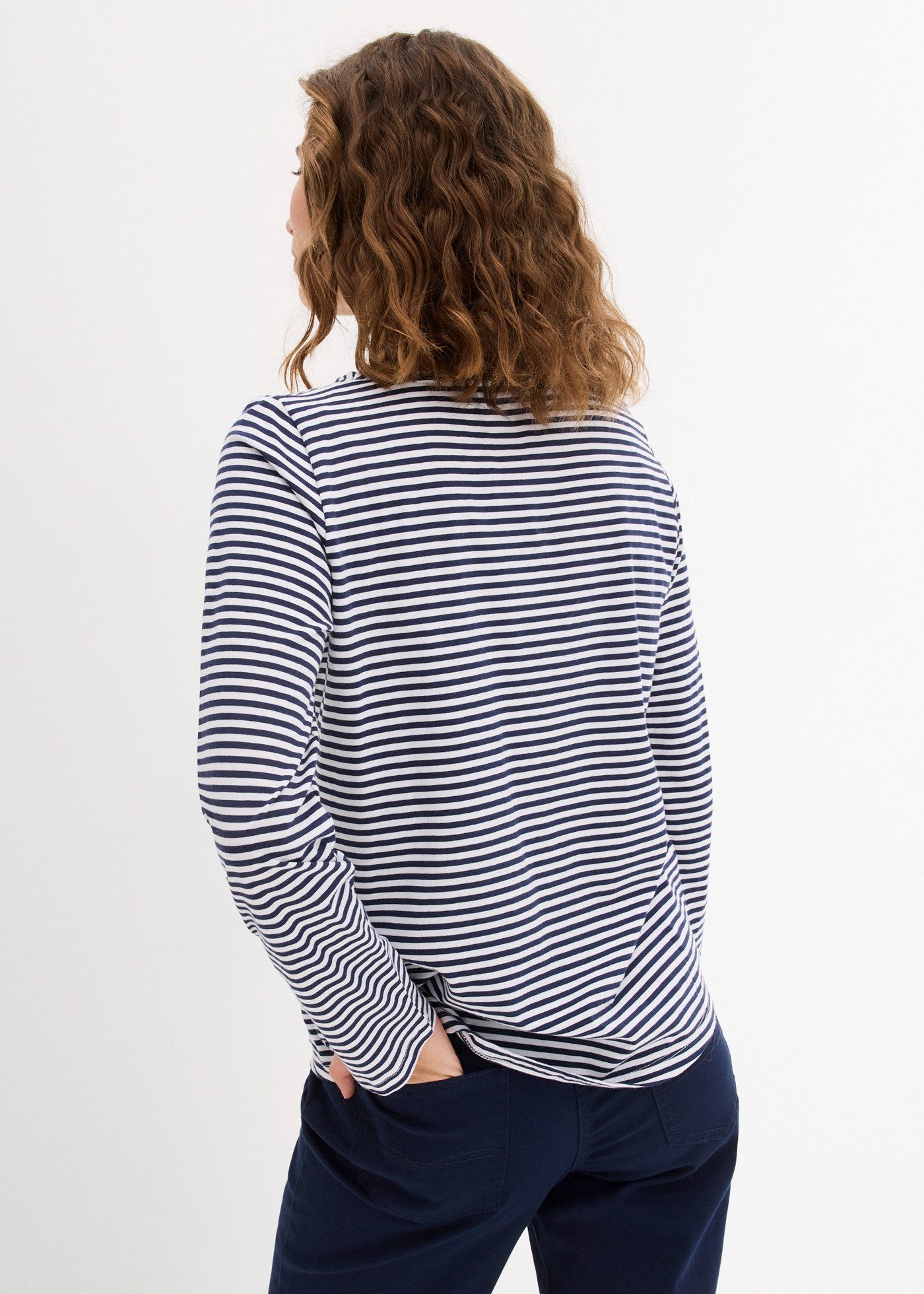 bonprix Langarmshirt bequeme Passform, Langarm, für Alltag, aus reiner Baumwolle