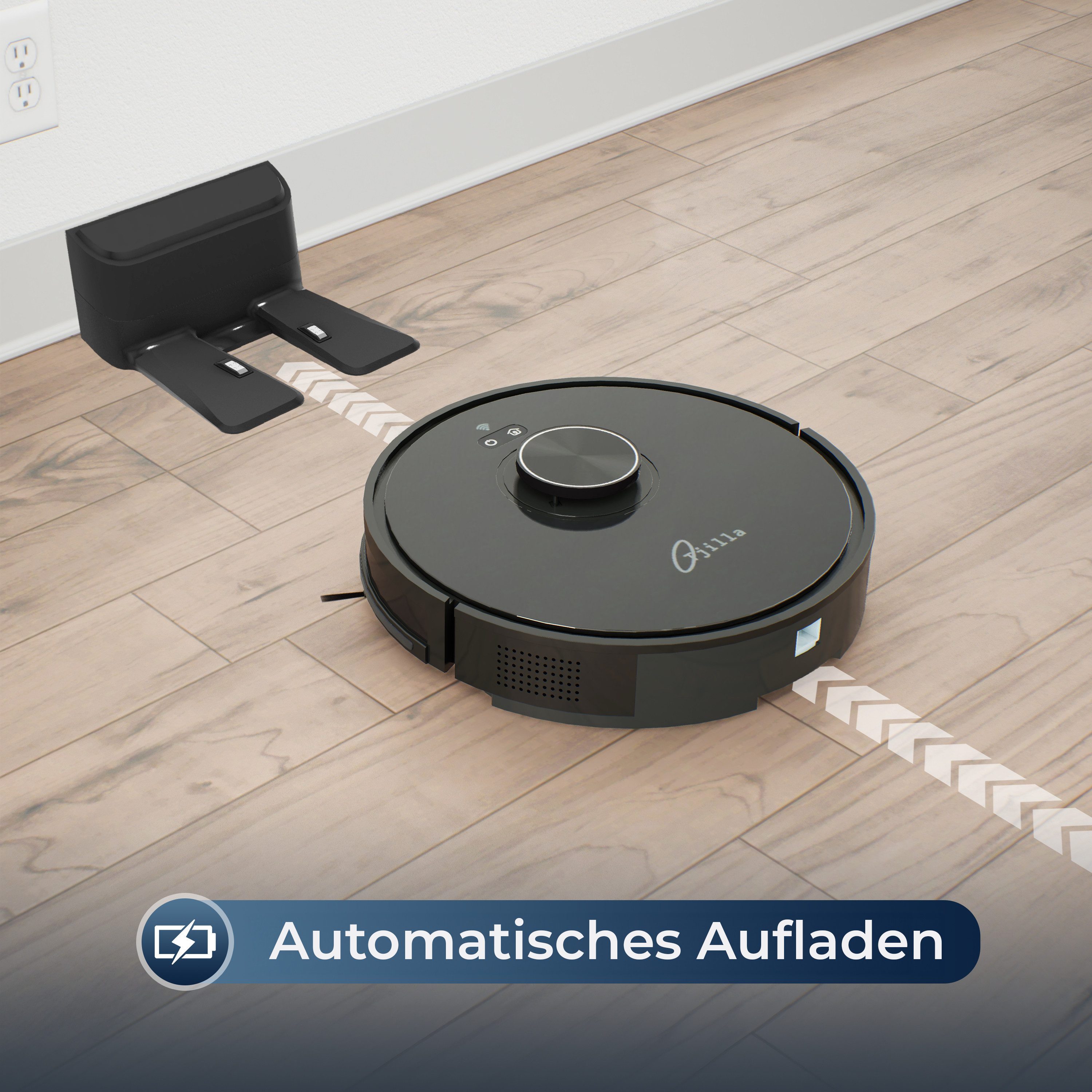 Tjilla Saugroboter C150 mit Wischfunktion, 32 W, beutellos, Wischmodus,App-Steuerung,Geräuschlos,Niederländische-Marke,Lidar-Laser