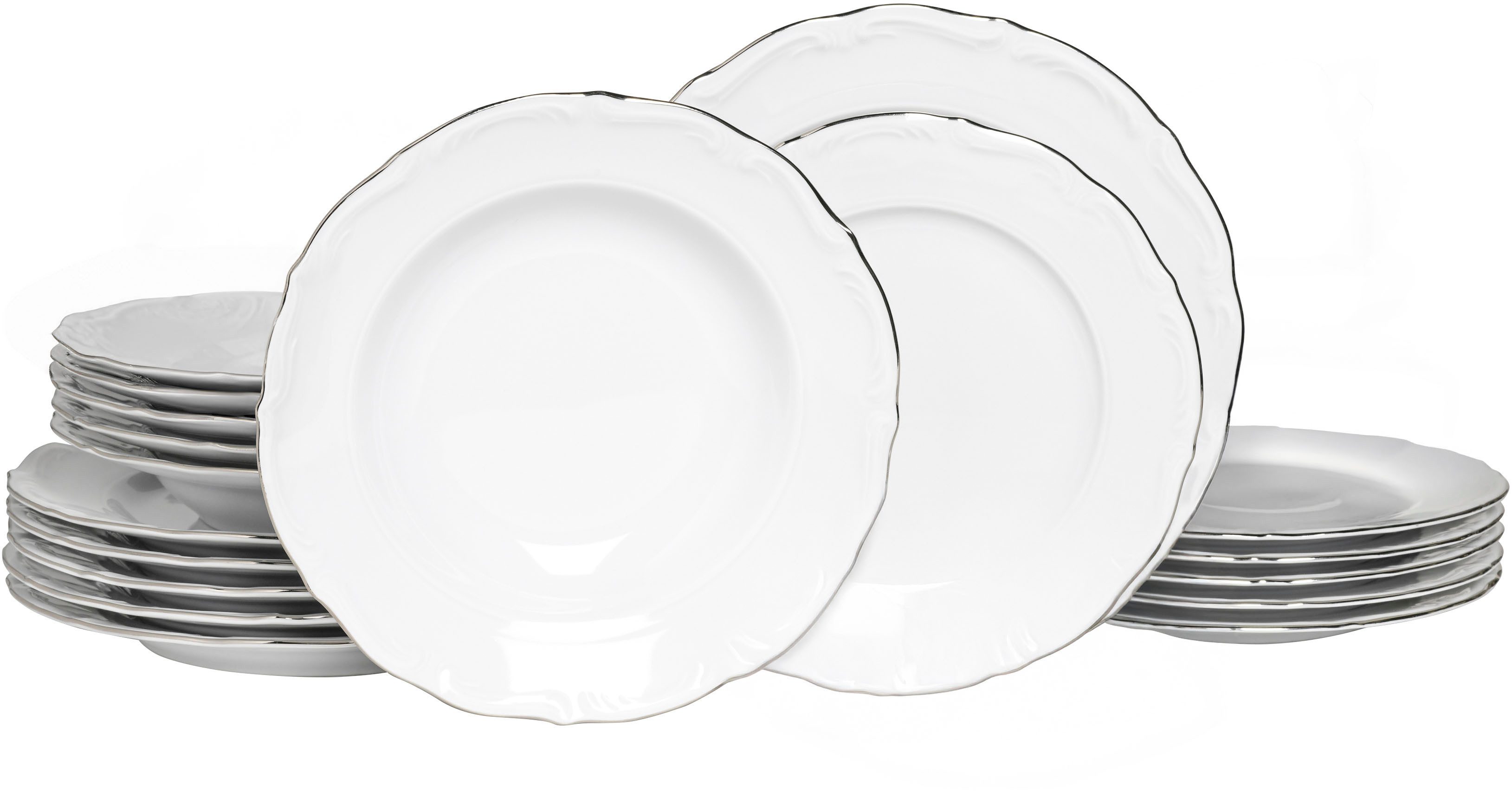 CreaTable Тарелки-Set Maria Theresia, Тарелкиset 18-tlg (18-tlg), 6 Personen, Porzellan, Traditionelle Porzellanform
