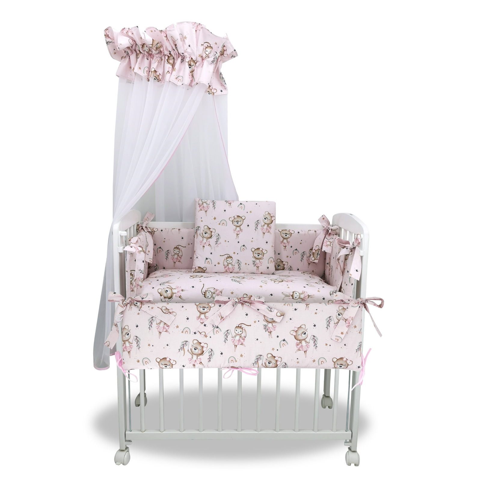 Baby-Delux Beistellbett Babybett Ballerina, 10-tlg., Stillbett 90x40 weiß höhenverstellbar, Matratze inkl. komplett Set