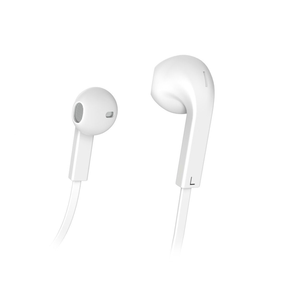 Hama Ear Earbuds, Mikrofon, In-Ear-Kopfhörer in Kopfhörer "Advance", Flachbandkabel weiß