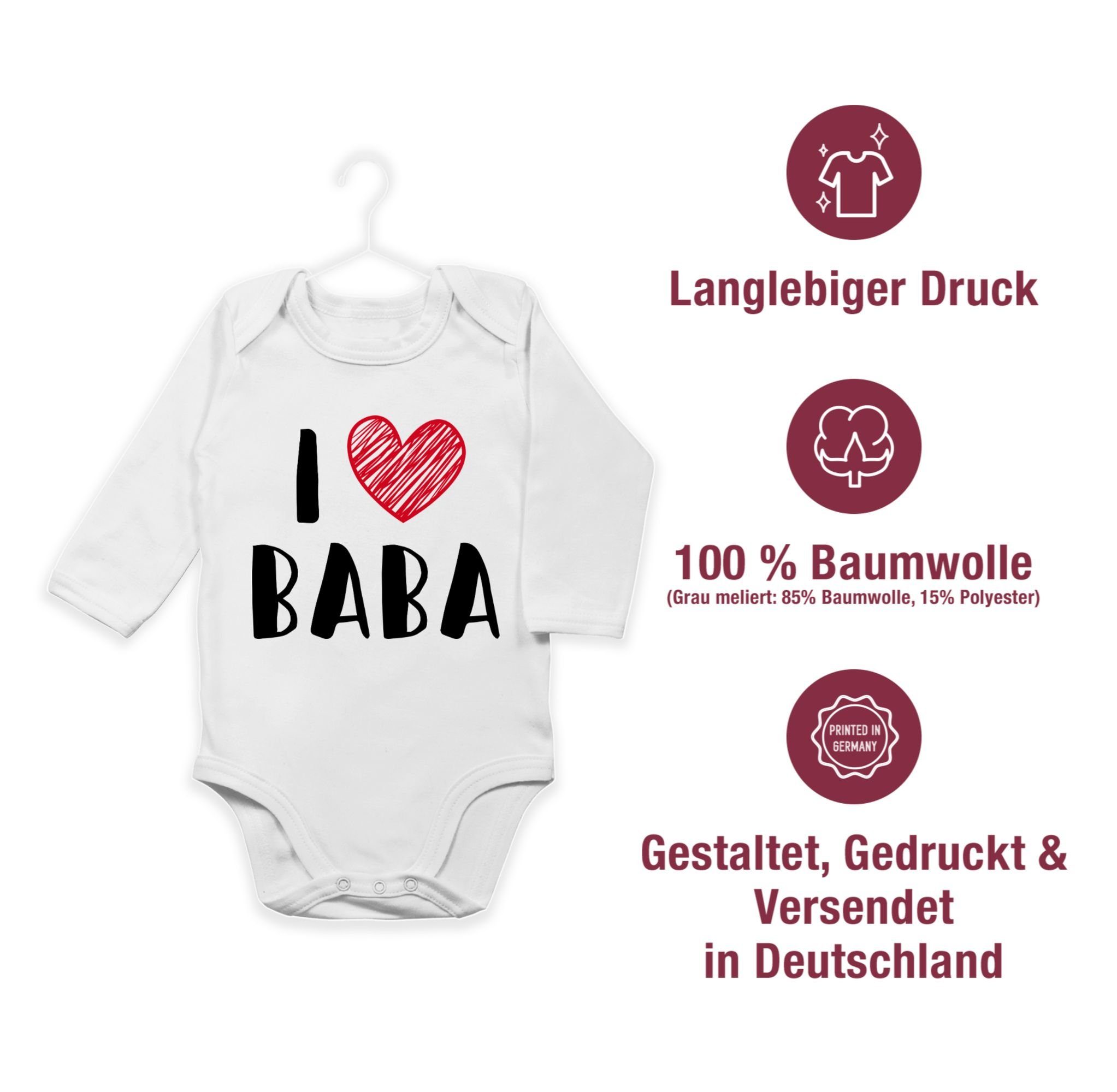 Shirtracer Geschenk Vatertag Shirtbody Weiß Baba Love I Baby 1