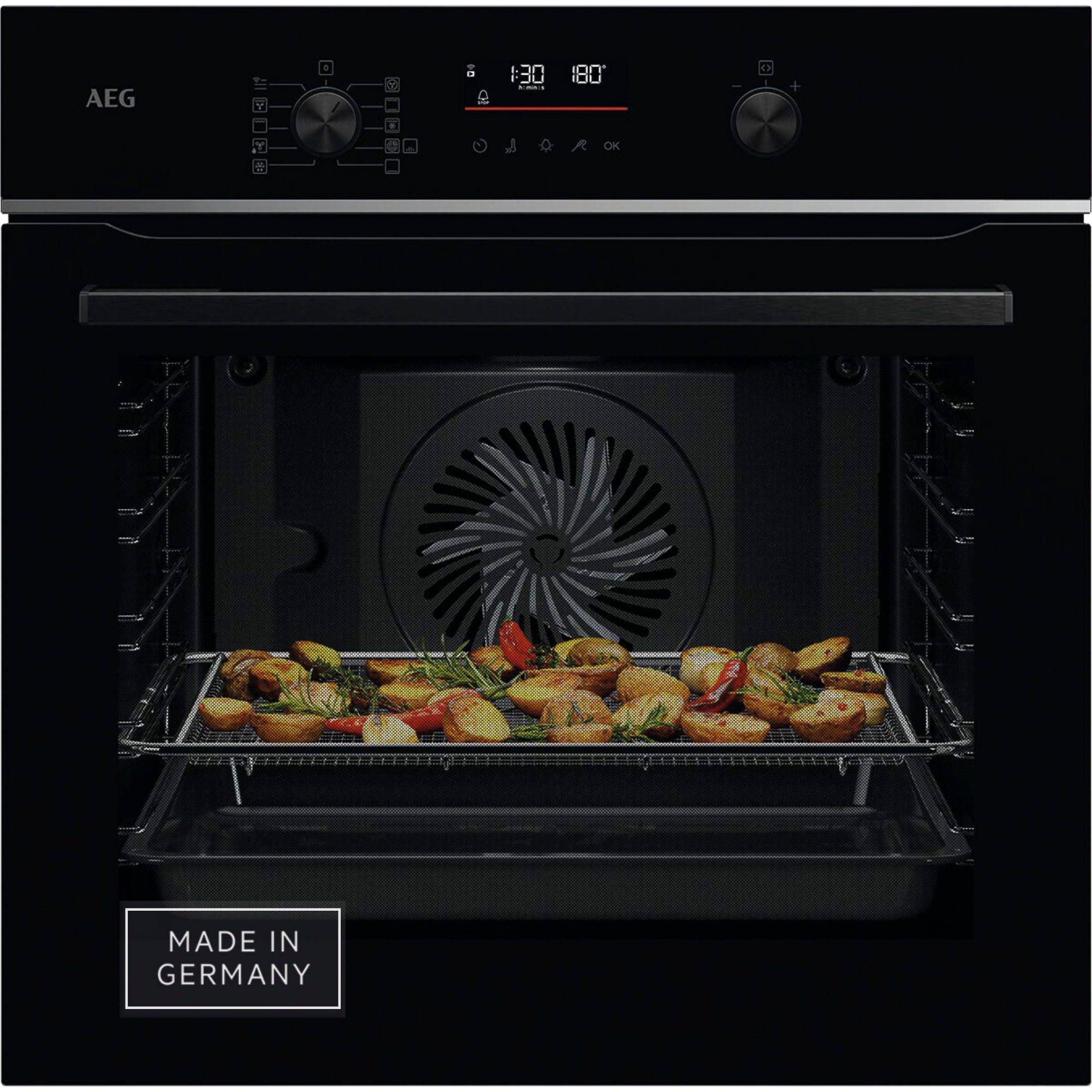 AEG Pyrolyse Backofen 6000 TS6PB50WAB, Pyrolyse-Selbstreinigung, glatte Innenwände aus Longclean-Emaille, AirFry-Funktion