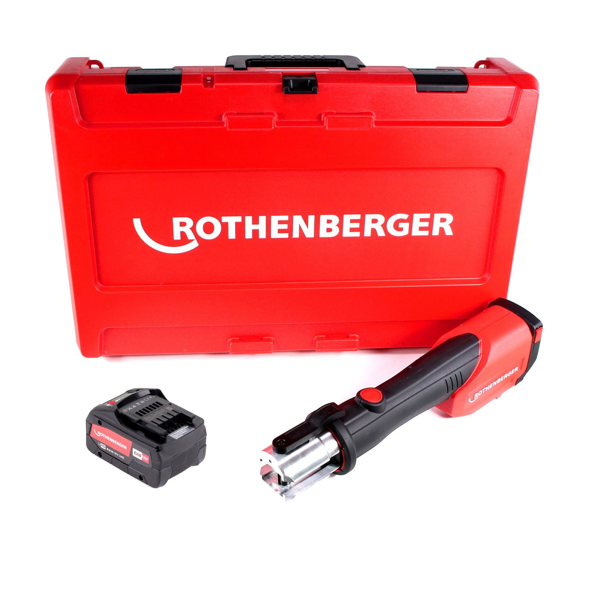 Rothenberger Werkstattpresse ROMAX 4000 CAS Akku Pressmaschine 18 V 34 kN + 1x Akku 8,0 Ah + Koffer