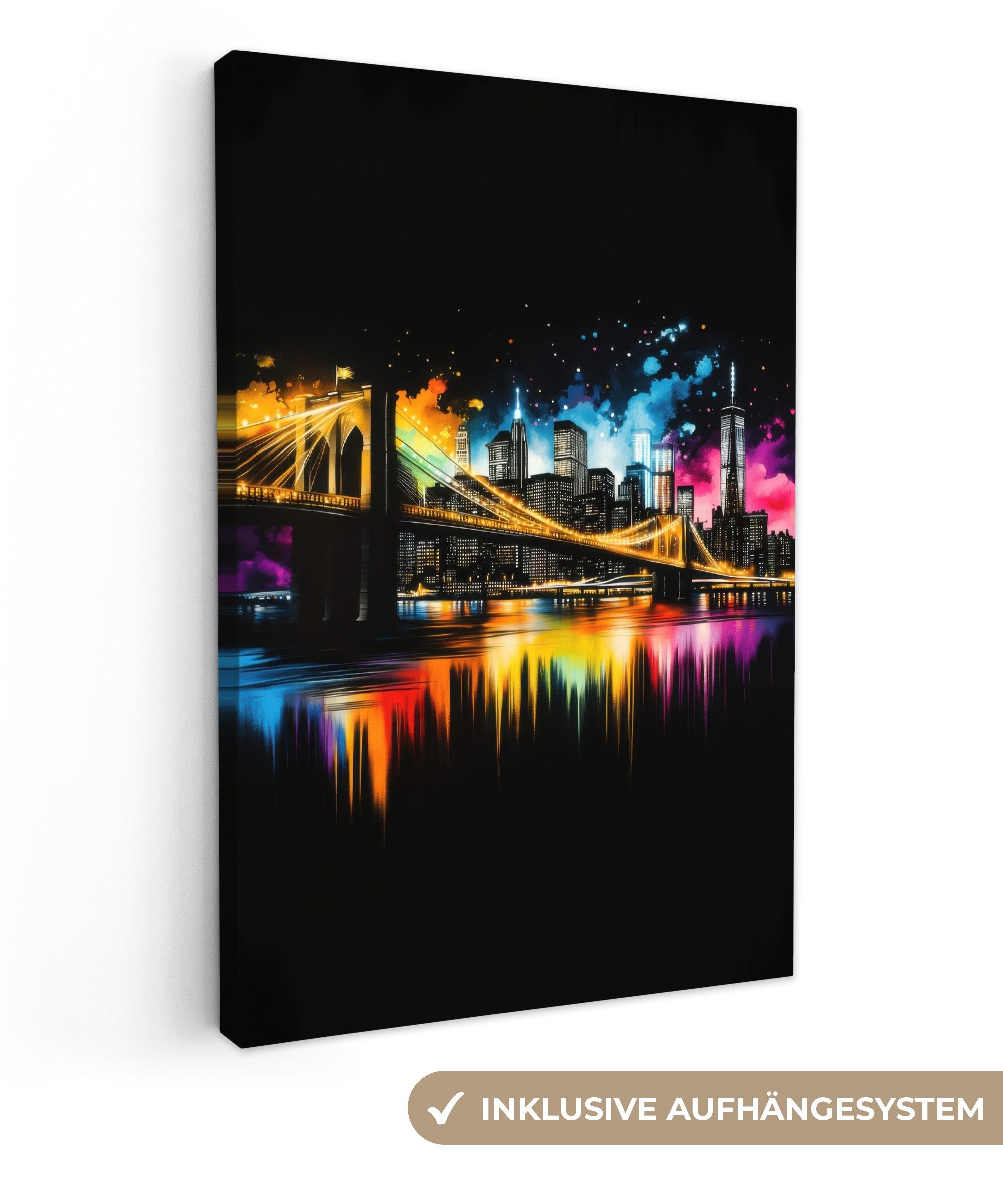 OneMillionCanvasses® Leinwandbild Skyline - Brücke - Beleuchtung - Farben, günstig online kaufen