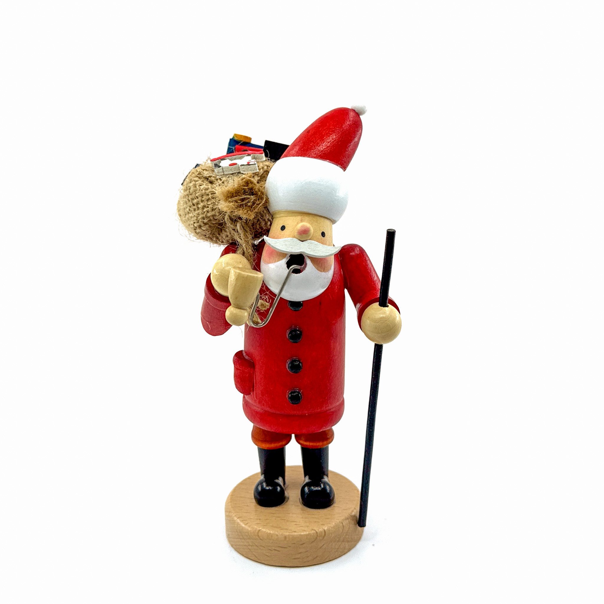 Kaladia Räuchermännchen Weihnachtsmann - aus Holz - ca. 14 cm - für Räucherkerzen Größe M, Ideale Dekoration für Tisch, Schrank und mehr - als Geschenk geeignet