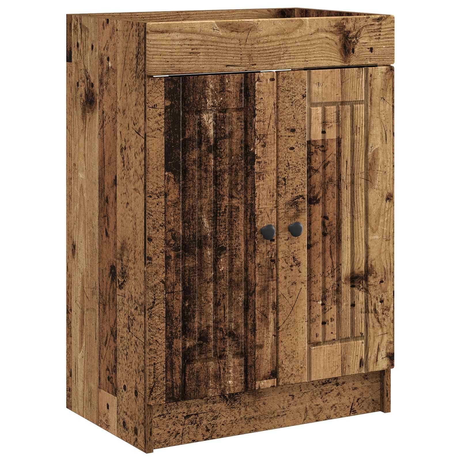 Badezimmerspiegelschrank Unter dem Waschbecken Badschrank Altholz 56 x 37,5 x 81 cm