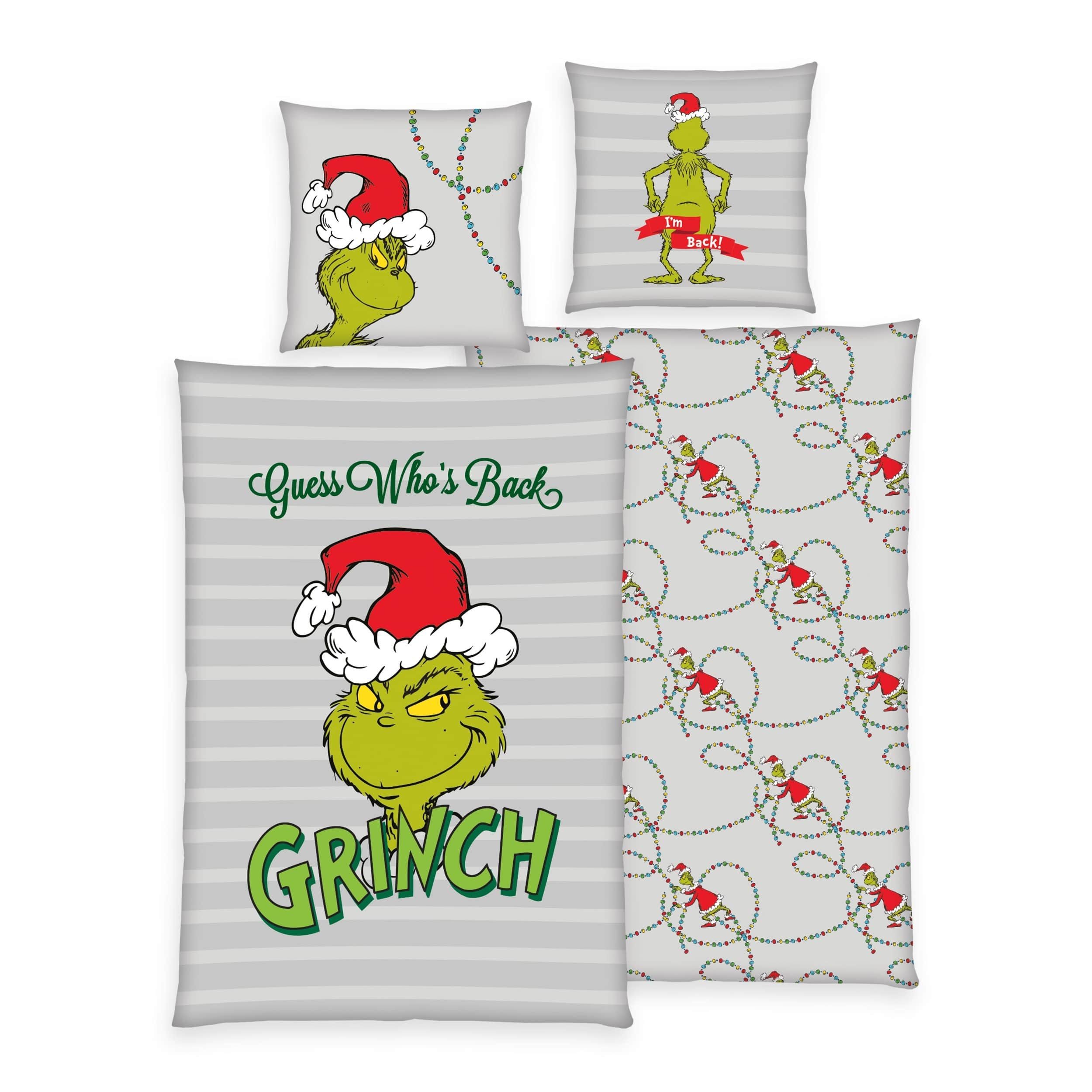 Familando Wendebettwäsche Grinch für Weihachten 135x200 80x80 cm mit Reißve günstig online kaufen