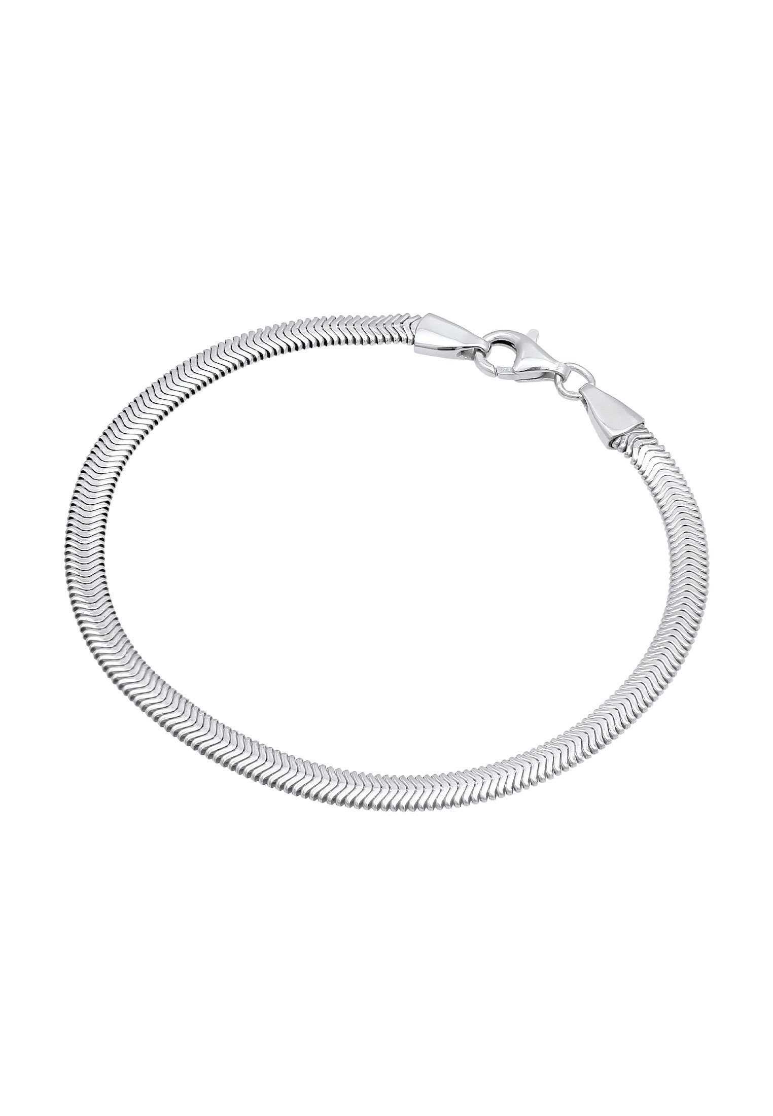 Flach Elegant Armband 925 Silber Kuzzoi Schlangenkette Fischgräte