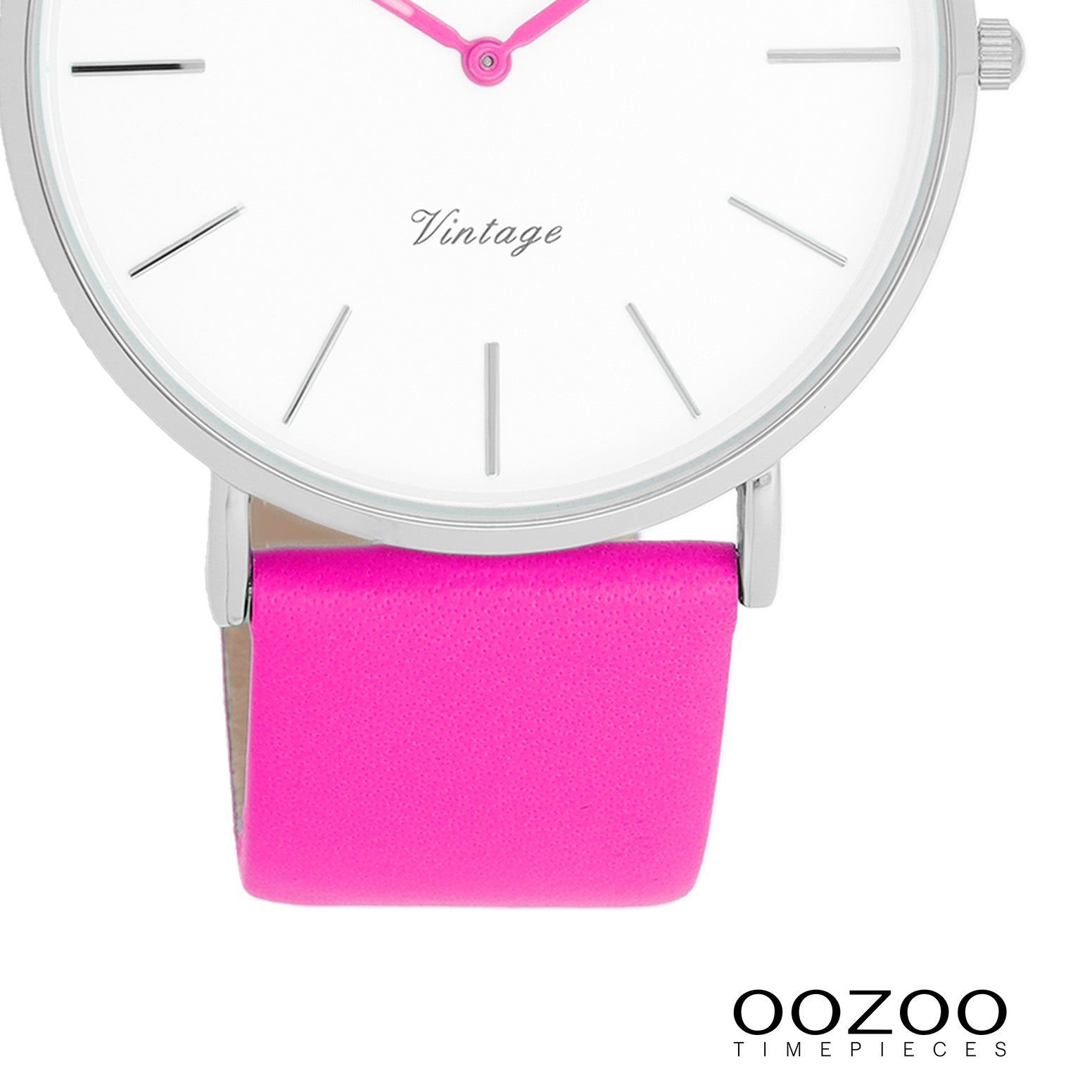 Fashion groß pink, Damen Armbanduhr OOZOO (ca. Lederarmband Series, Vintage rund, Damenuhr 40mm), Oozoo Quarzuhr