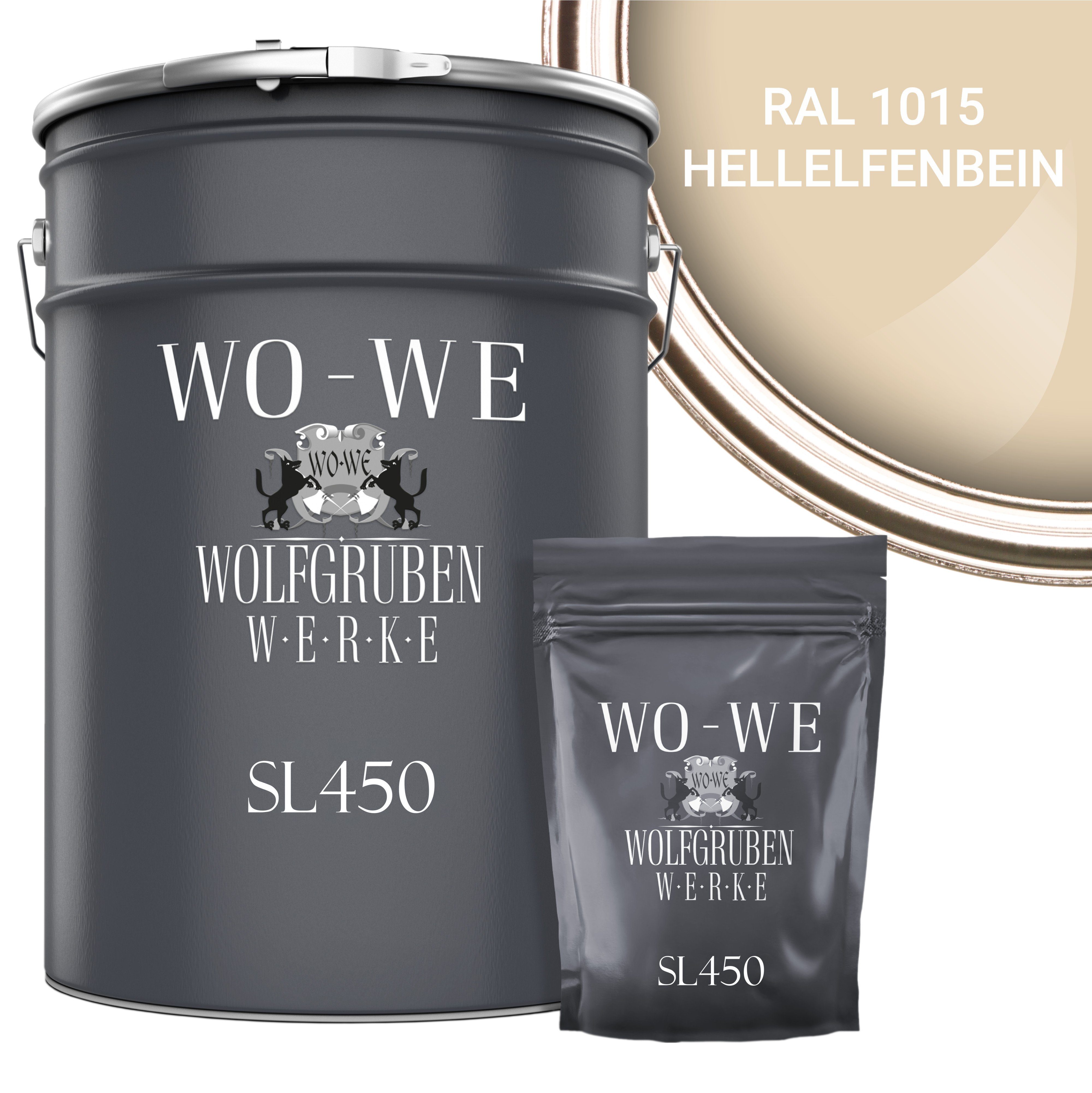 WO-WE Lack 2K Poolfarbe Poolbeschichtung Schwimmbadfarbe SL450, 2,5-20Kg, Seidenglänzend, Epoxidharz RAL 1015 Hellelfenbein