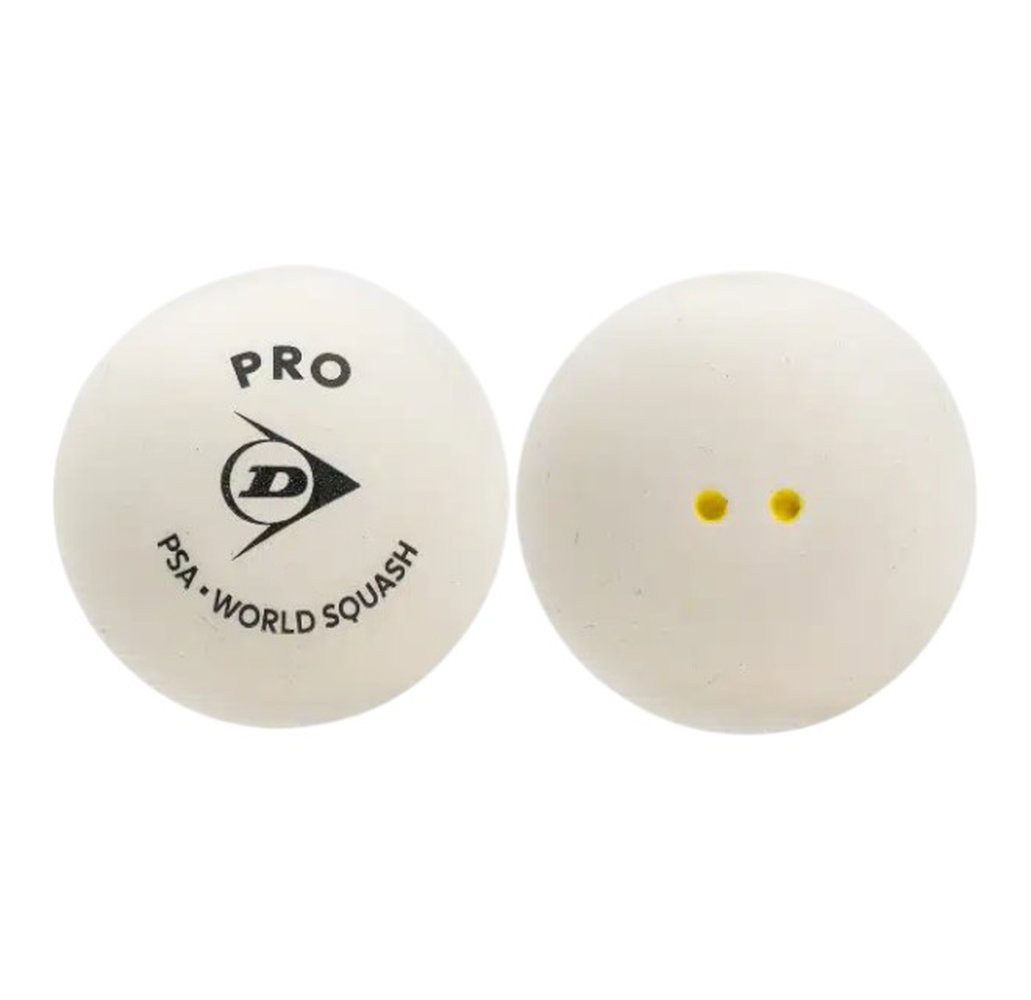 Dunlop Squashball Pro (2 gelbe Punkte, Speed sehr langsam) WEISS - 1 Ball