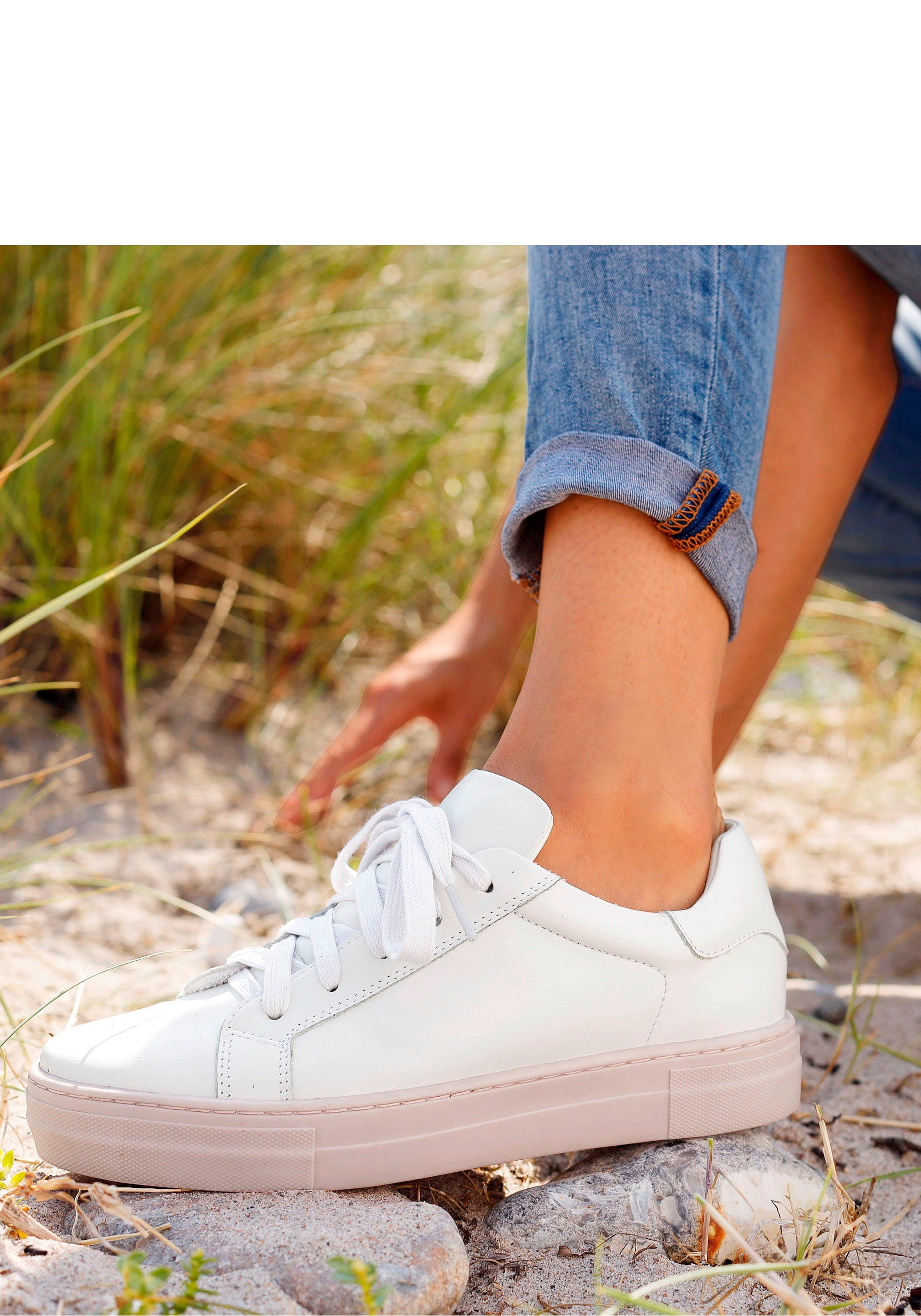Elbsand Sneaker Schnürhalbschuh, Freizeitschuh, Leder, weiches Frottee-Innenfutter