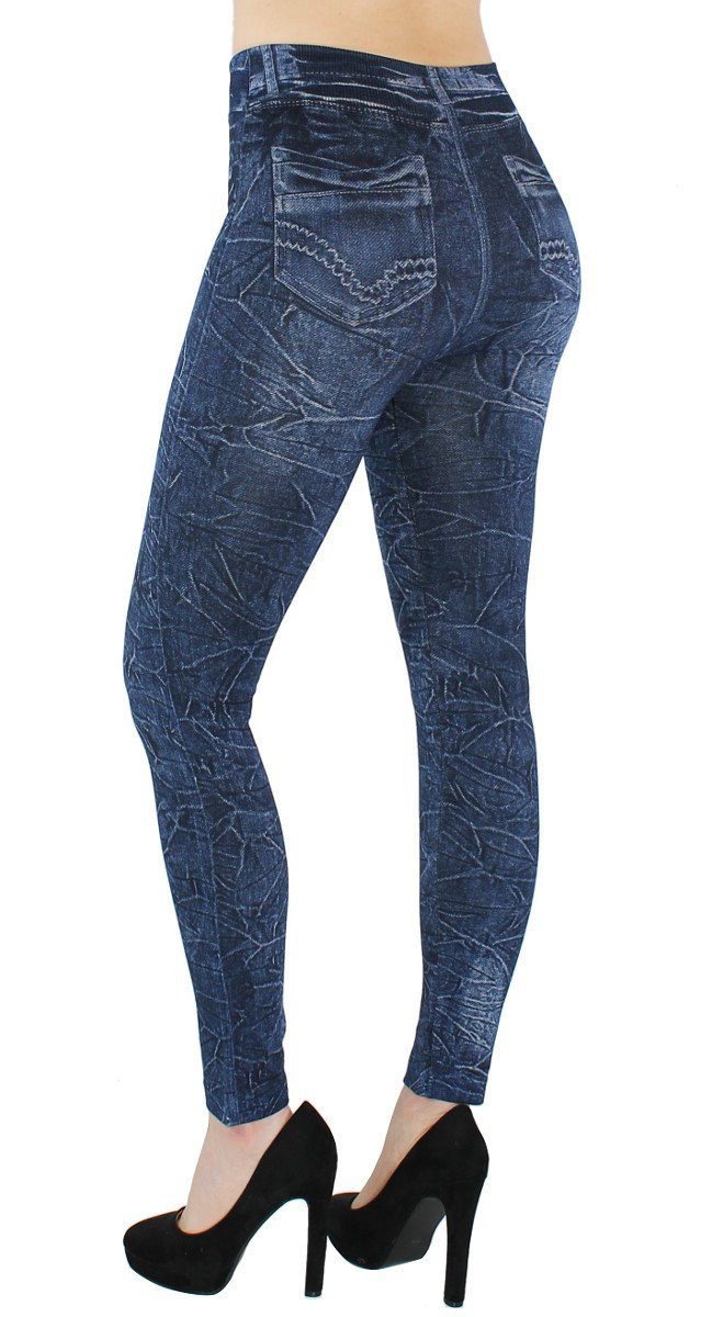 dy_mode Thermoleggings Thermo Leggings Damen Jeggings Gefüttert Hochbund Jeans-Optik Leggins Gefüttert