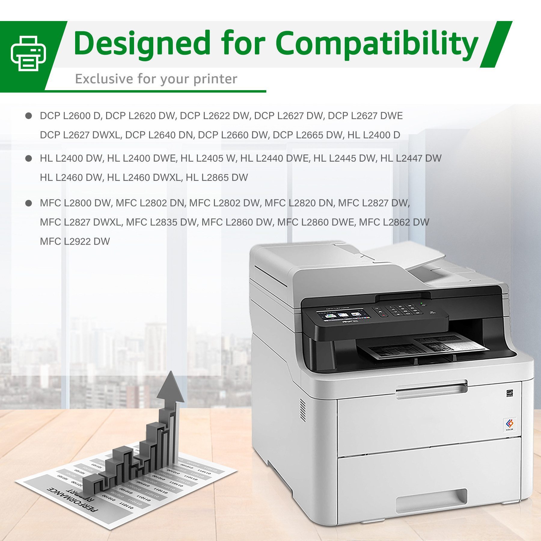 Greensky Tonerpatrone 1er Ersatz für Brother TN2510XL Mit Chip ca. 3000 Seiten pro Schwarz, (TN2510 für Brother TN-2510XL DCP-L2620 HL-L2445 HL-L2400)