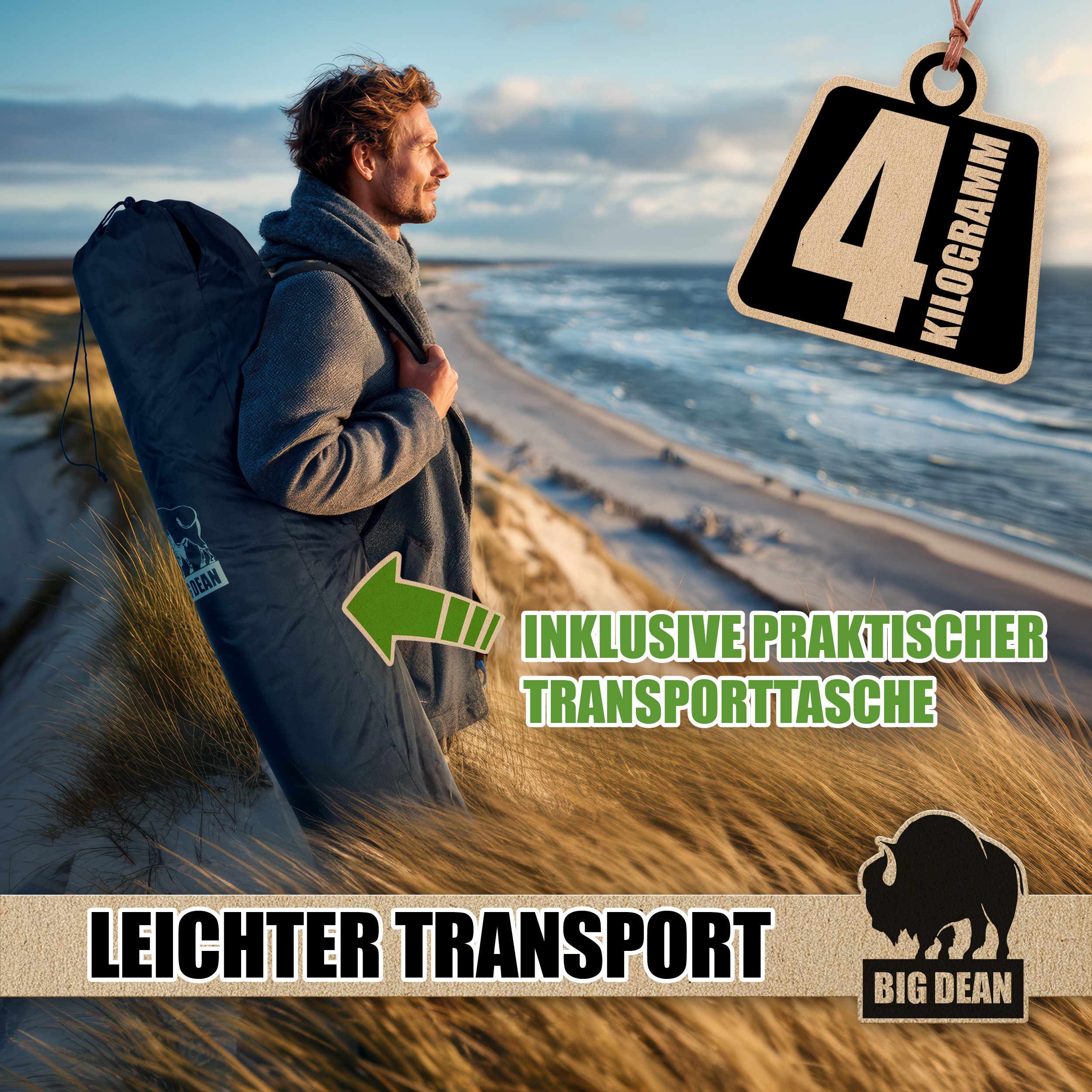 BigDean Campingstuhl Luxus Campingstuhl Faltbar 160 KG Belastbar Ultragroß mit Hochlehner (Packung, 1 St), Outdoor-Komfort mit höchstem Niveau