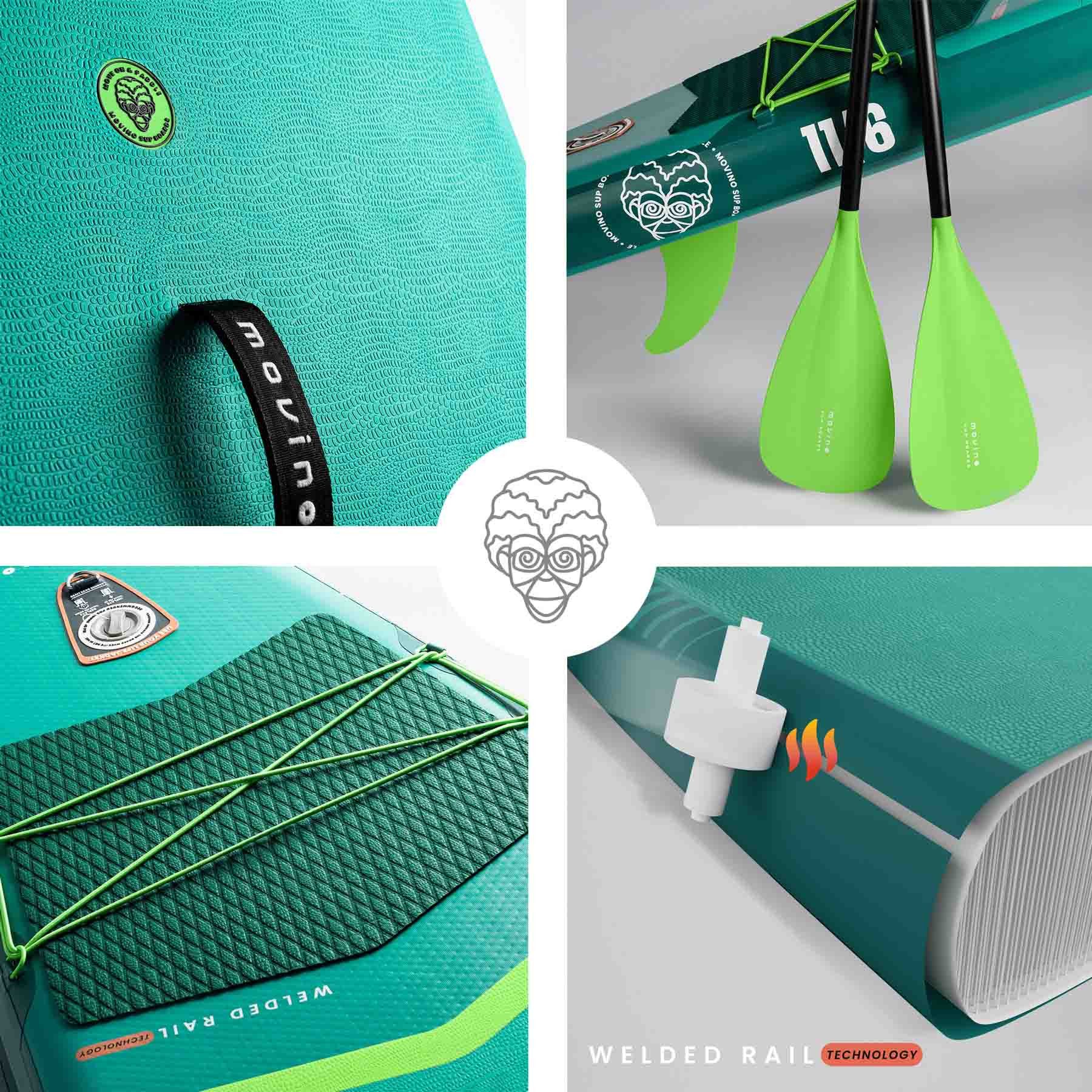 Movino SUP-Board MOVINO ADRIA 2in1 Set verschweißte Kanten Tragkraft 165kg, Allround