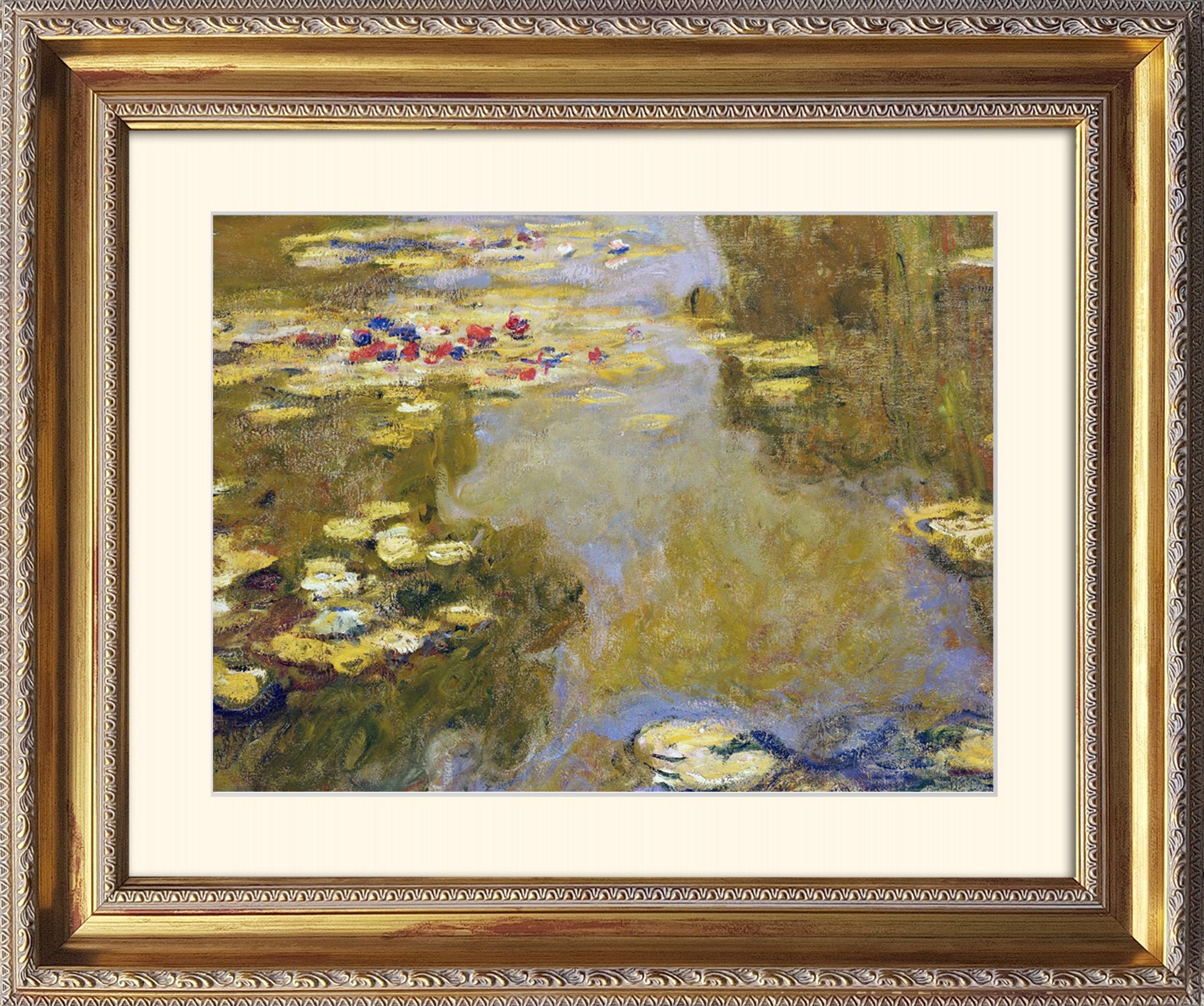 artissimo Bild mit Rahmen Monet Bild mit Barock-Rahmen / Плакат gerahmt 63x53cm / Wandbild, Claude Monet: The Lily Pond / Seerosen-Teich