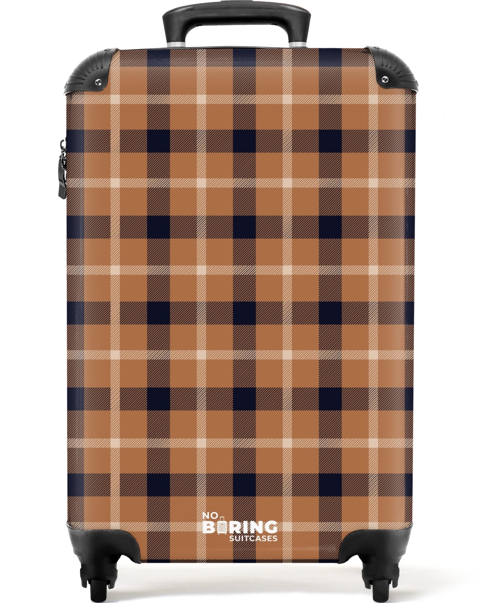NoBoringSuitcases.com© Hartschalen-Trolley Klassisches Schachbrettmuster in Camel und Schwarz 55x35x20cm, Handgepäck Koffer & Trolleys, Luggage, Reisekoffer Frauen