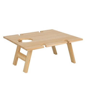 TWSOUL Klapptisch Klappbarer Picknicktisch aus Holz für den Außenbereich34*30cm, Mit Becherhalter