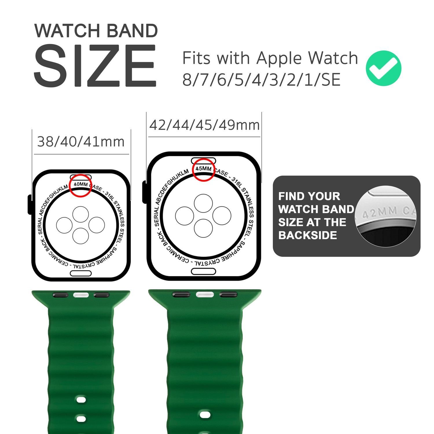 Nalia Smartwatch-Armband Apple Watch 38/40/41/42mm, Ocean Style Sportarmband / Silikon Ersatzband / Metall-Ring Verschluss – Bild 2 von 5