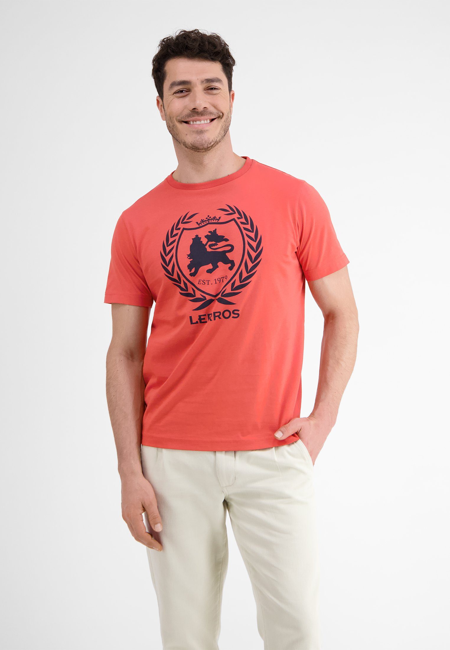 LERROS T-Shirt LERROS T-Shirt, Logoprint HIBISCUS RED | 