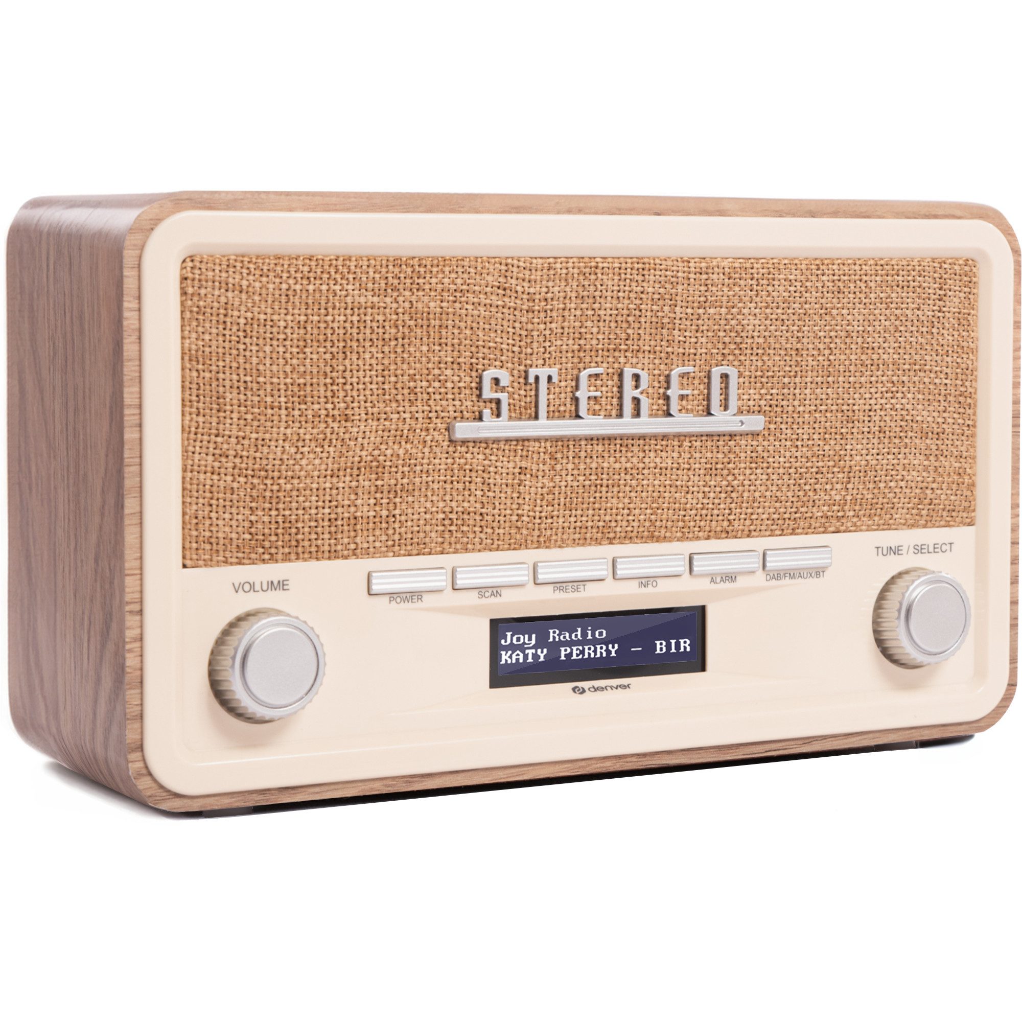 Denver DAB-18LW Digitalradio (DAB) (DAB+, FM (RDS), 4 W, Retro-Design, Bluetooth, DAB+/FM, LCD-Display, AUX-In, Teleskopantenne)