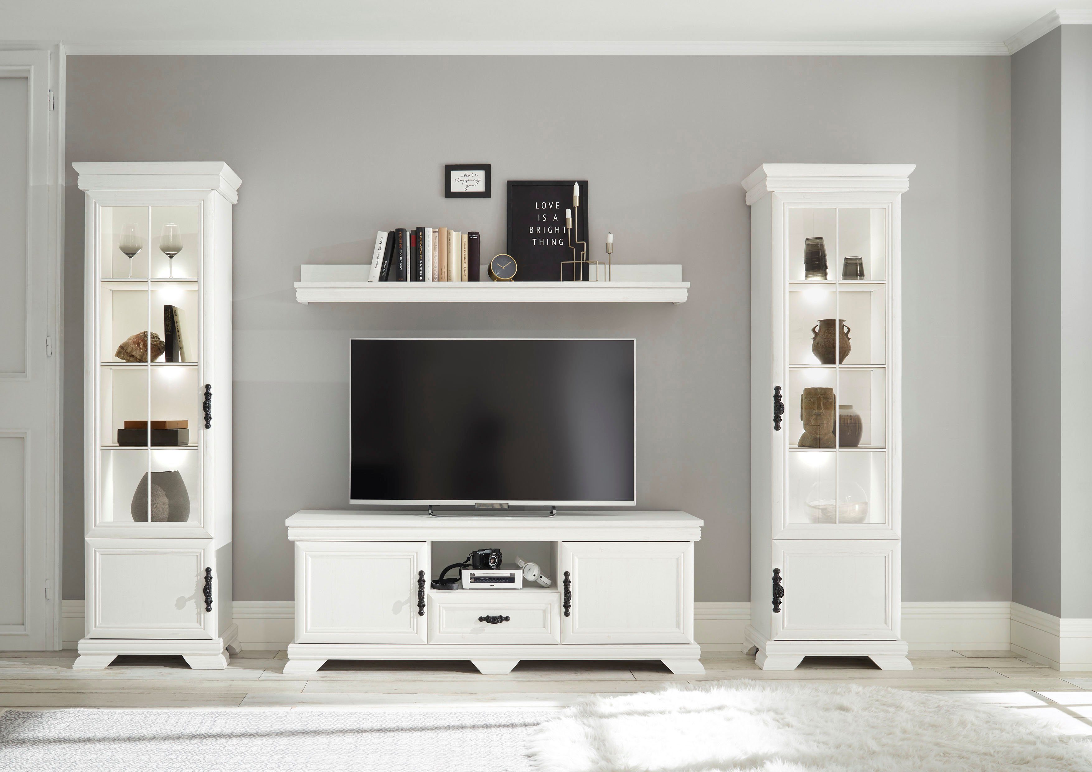 OTTO home Wohnwand Royal, (4-St., bestehend aus 2 Vitrinen, 1 Lowboard und 1 Wandboard), exclusiv Design im Landhausstil