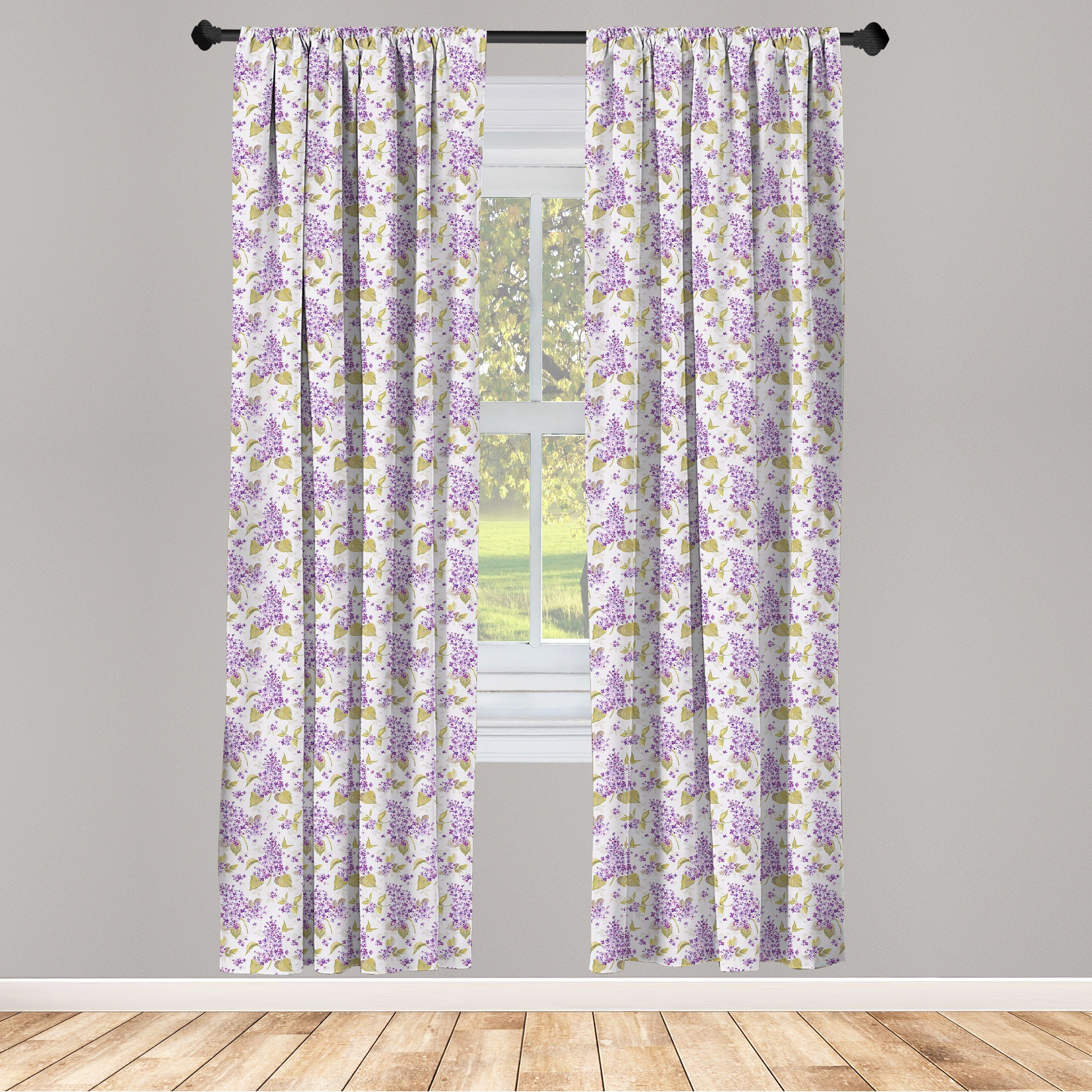 Gardine Vorhang für Wohnzimmer Schlafzimmer Dekor, Abakuhaus, Microfaser, Retro Nostalgische Blumenblütenblätter