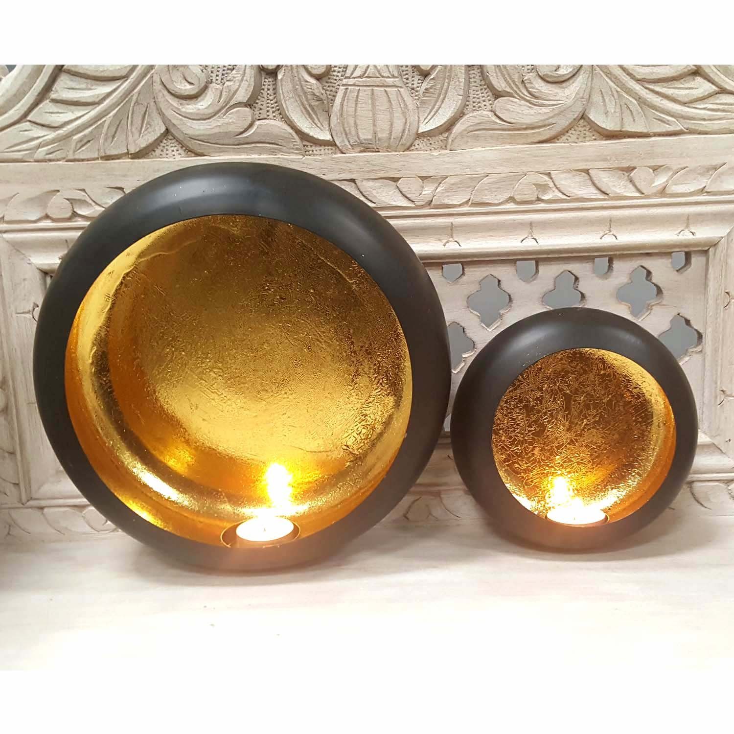 Casa Moro Hängewindlicht Orientalische Wand Windlichter 2er Set Dinesh innen Gold außen Schwarz, Ramadan Deko Hängewindlichter Teelichthalter, WLC1680 (2 St., 2er Set), Handmade mit Goldoptik