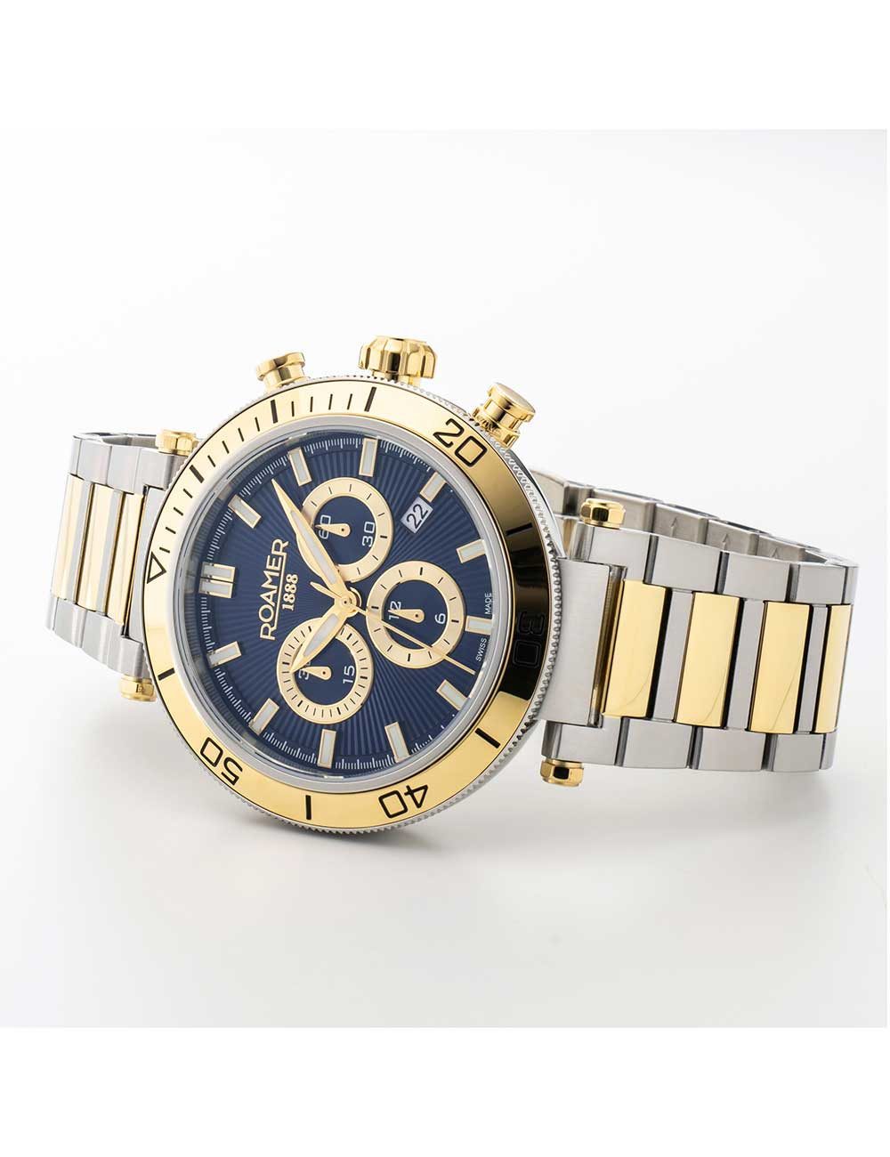 Roamer Quarzuhr Roamer 994837 47 45 20 Herrenuhr Toscana Chronograph 43mm 5ATM Roamer 994837 47 45 20 Herrenuhr Toscana Chronograph 43mm 5ATM