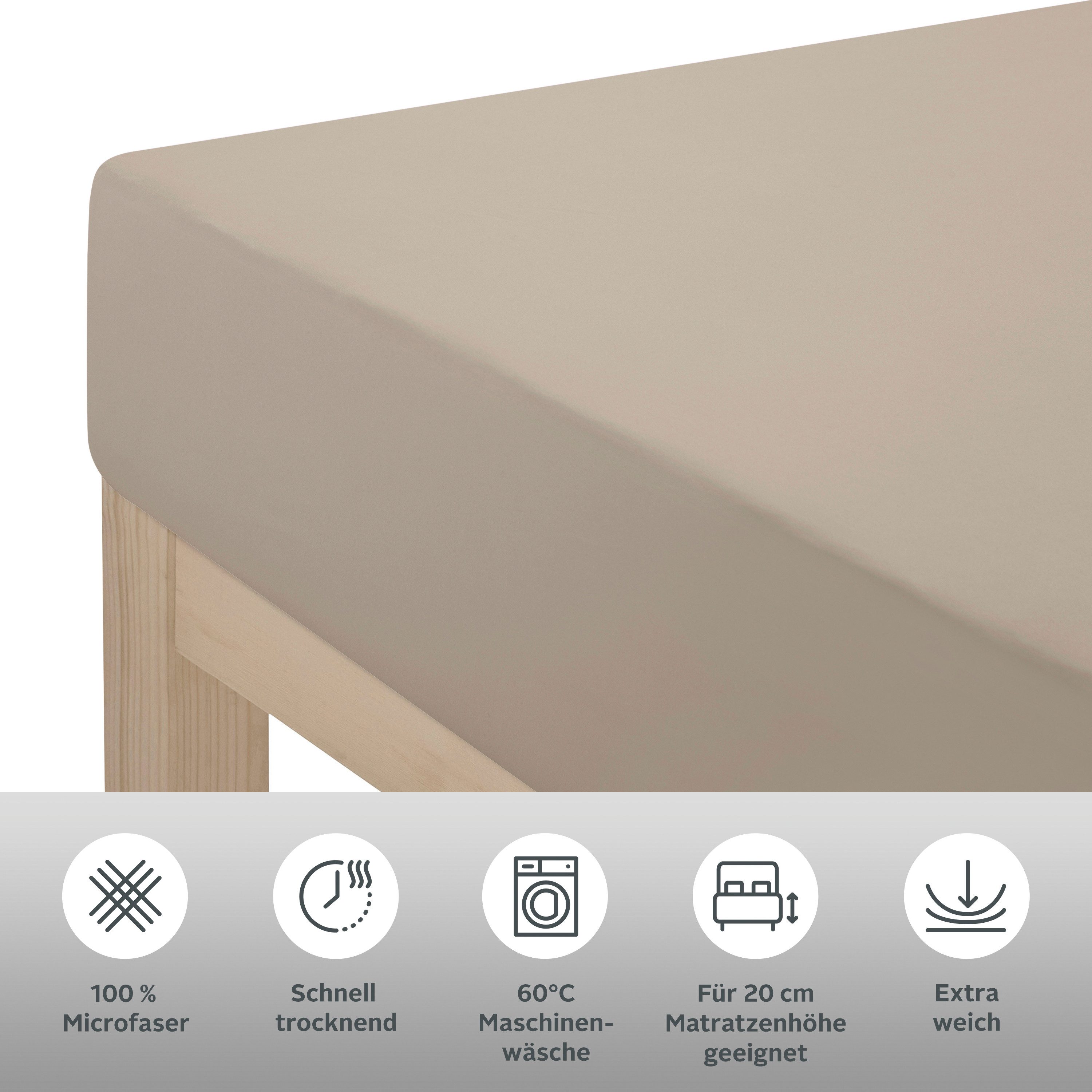 OTTO home Spannbettlaken Desner, Microfaser, Gummizug: rundum, (1 Stück), Mikrofaser, für Matratzen bis 20cm Höhe, 100% Polyester, Bettlaken – Bild 2 von 5