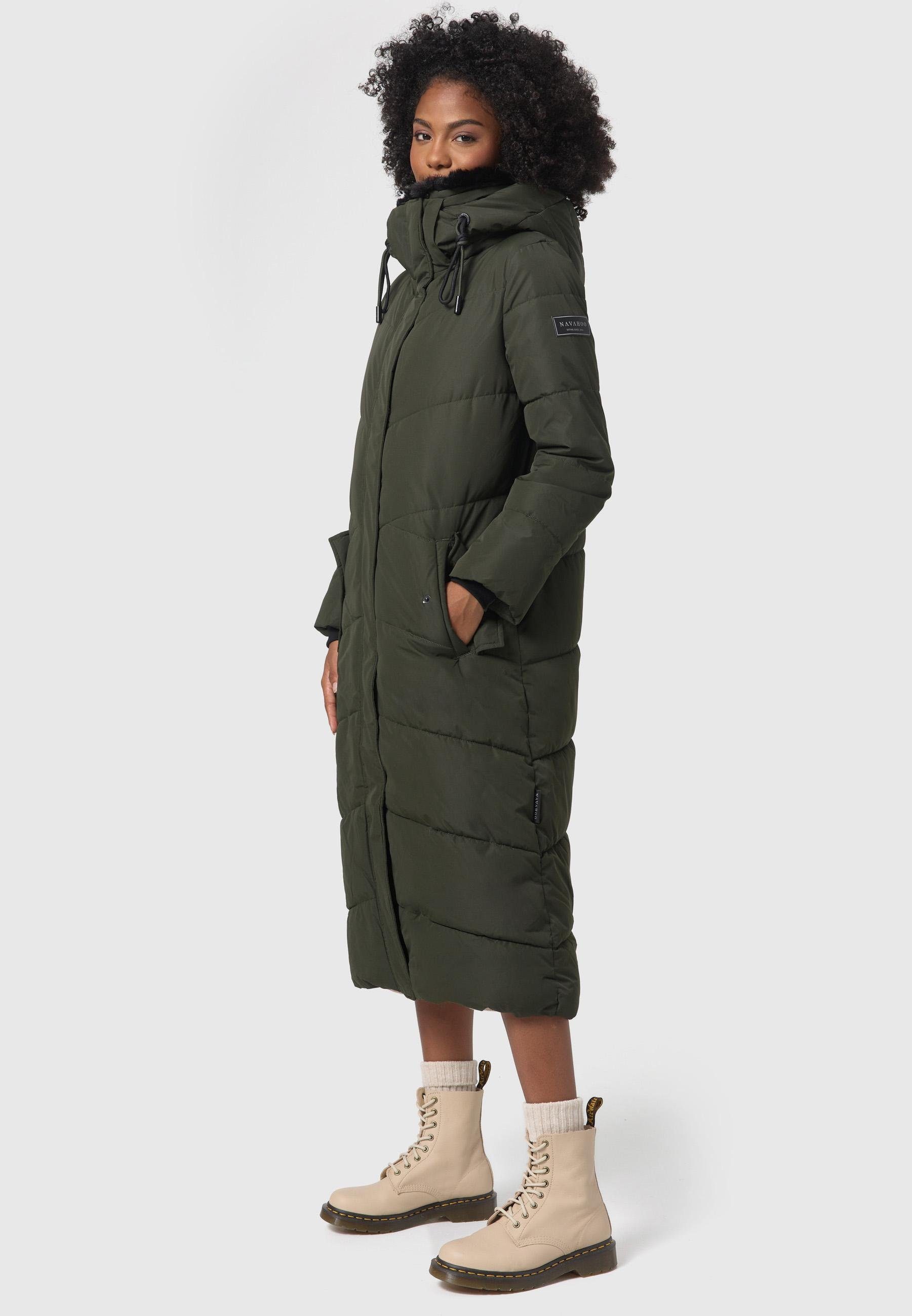 Navahoo Steppmantel Hingucker XIV Damen Wintermantel mit abnehmbaren Kunstfellkragen