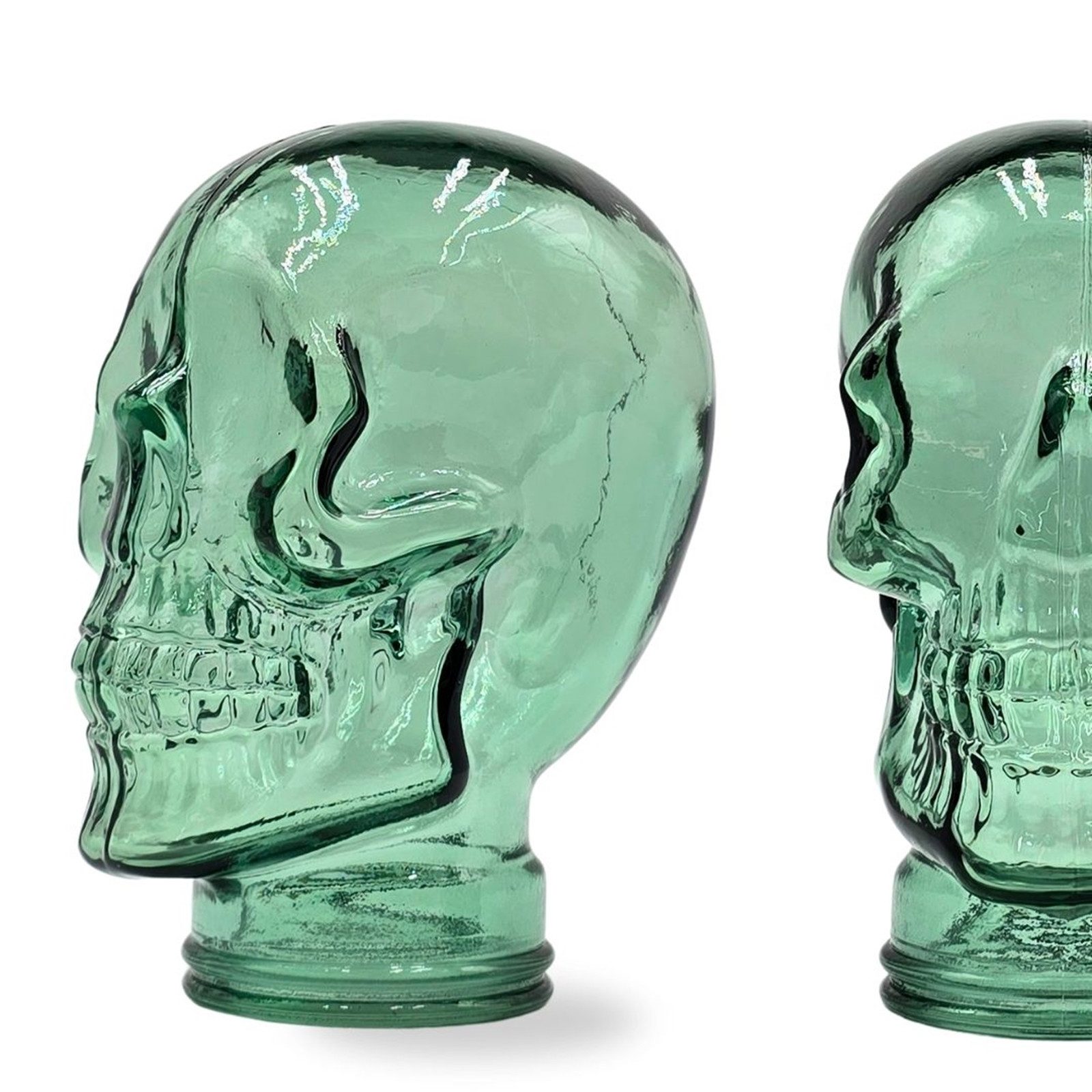 DESIGN DELIGHTS Skulptur Glas KOPFHÖRERSTÄNDER TOTENKOPF, 26cm Glaskopf Skulptur, T03 grün