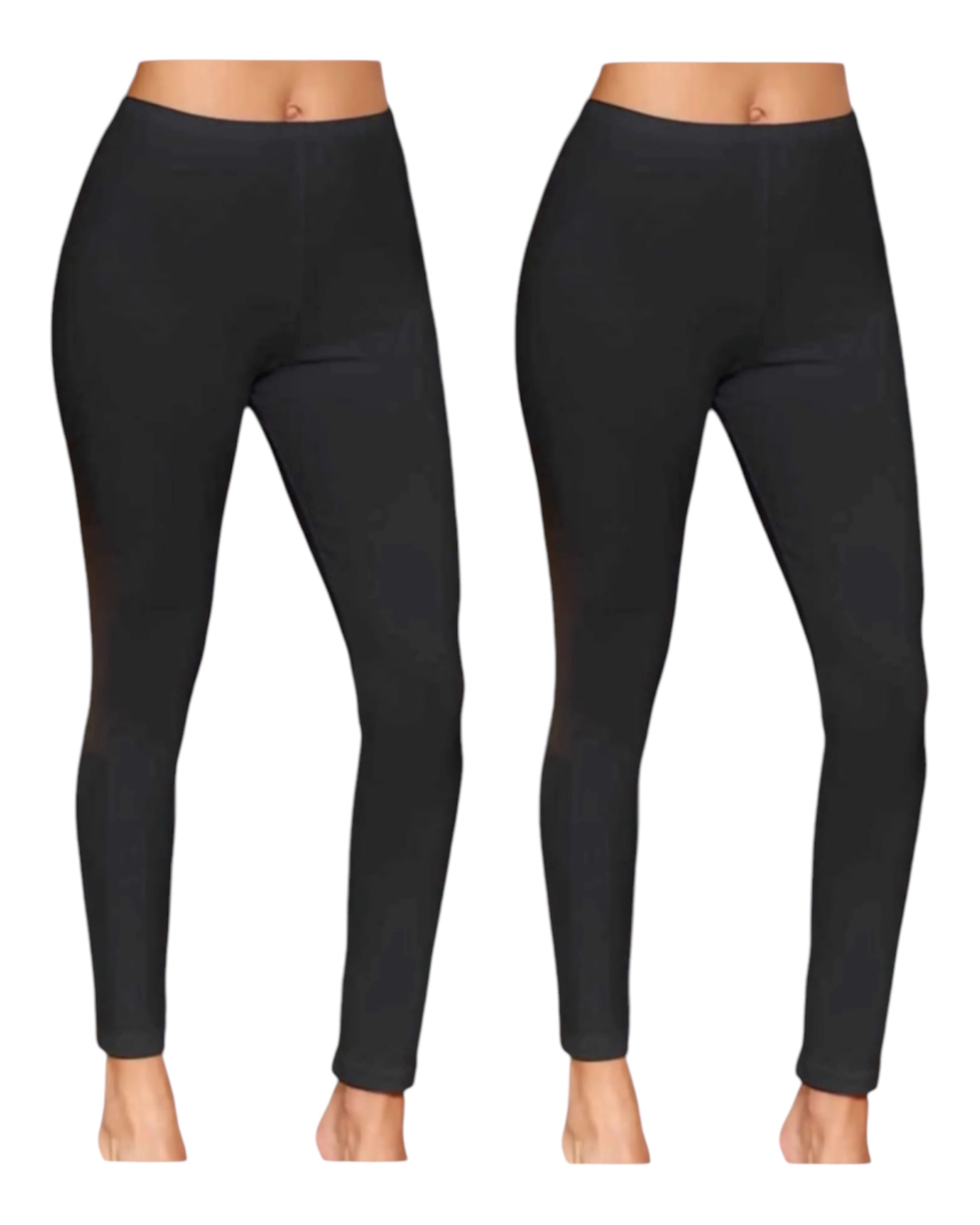 DDOnlineShop Leggings Damen Lange Unterhosen aus Baumwolle Schwarz A2135 (Spar-Set, 2-tlg., 2er-Pack) Premium Qualität